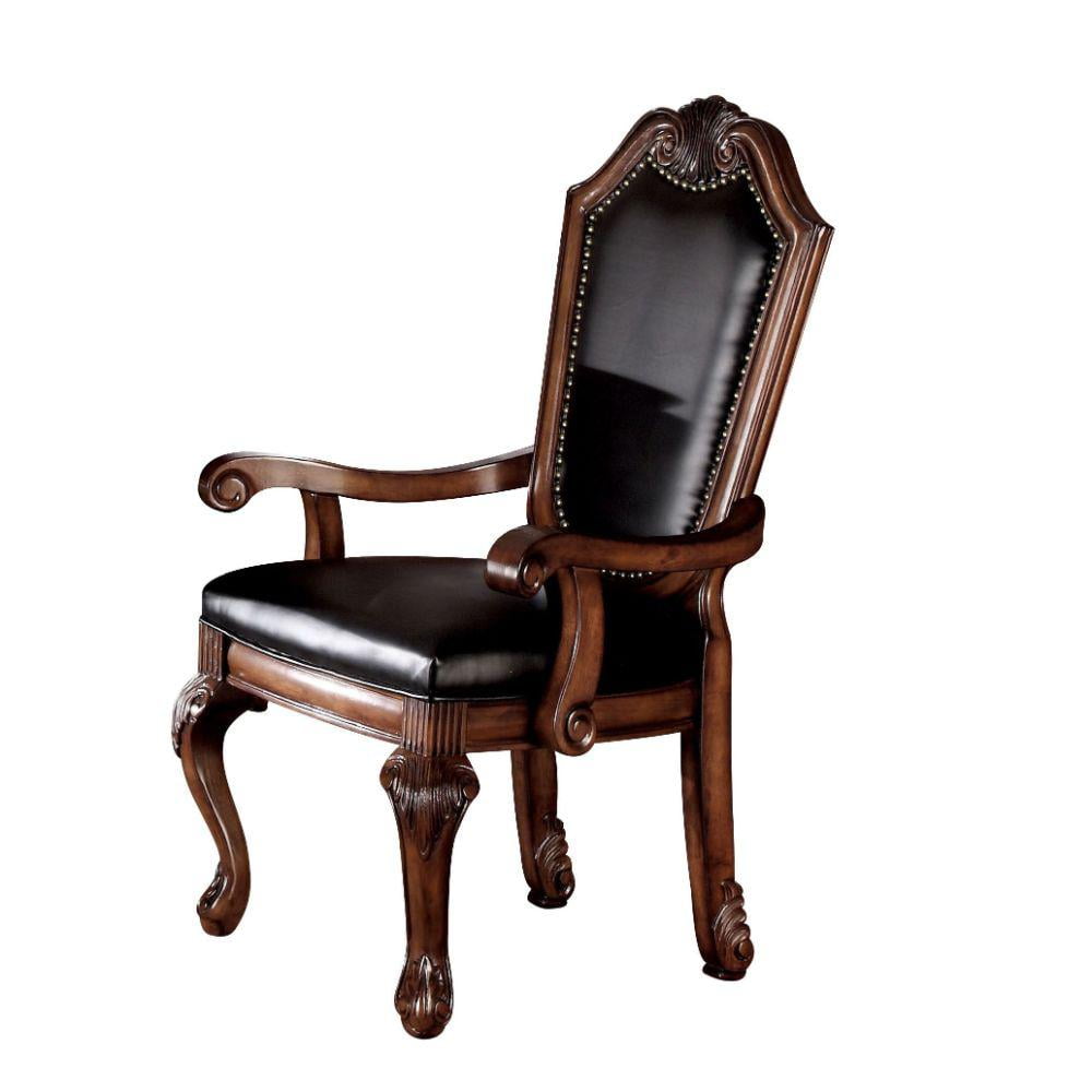 Picture of Acme Furniture 10039A 28 x 28 x 45 in. Chateau De Ville Arm Chair&#44; Black PU & Cherry - Set of 2