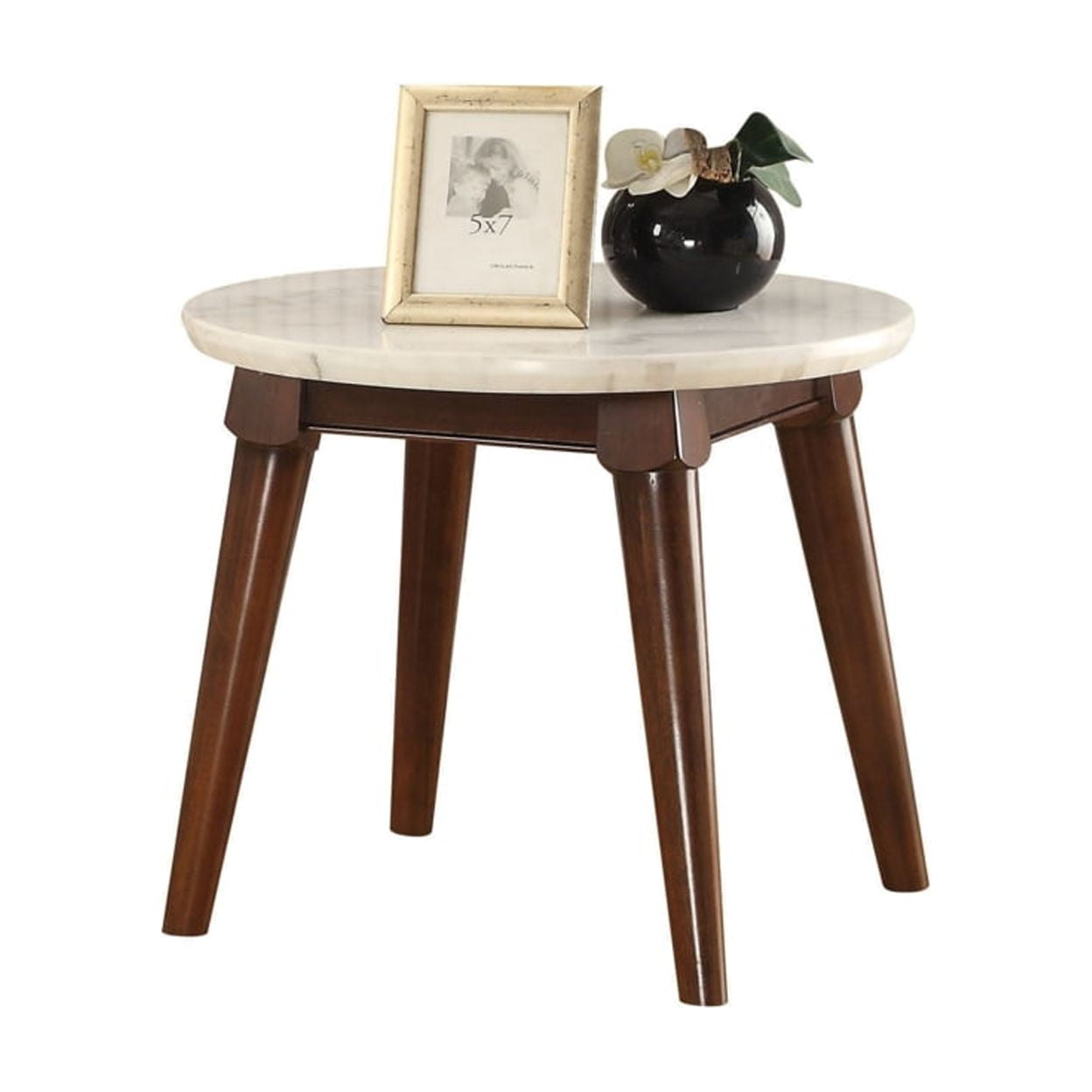 Picture of Acme Furniture 82892 24 x 24 x 22 in. Gasha End Table&#44; White Marble & Walnut