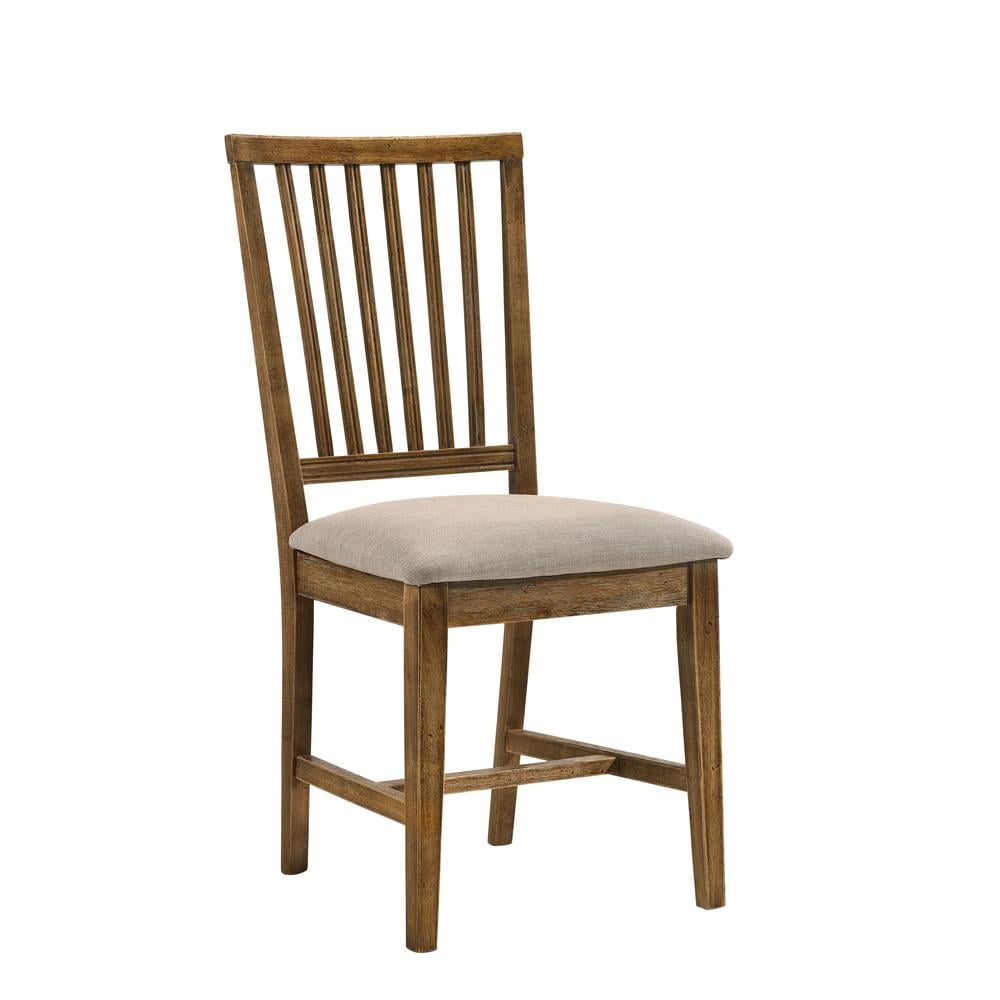 Picture of Acme Furniture 72312 20 x 19 x 38 in. Wallace II Side Chair&#44; Tan Linen & Weathered Oak - Set of 2