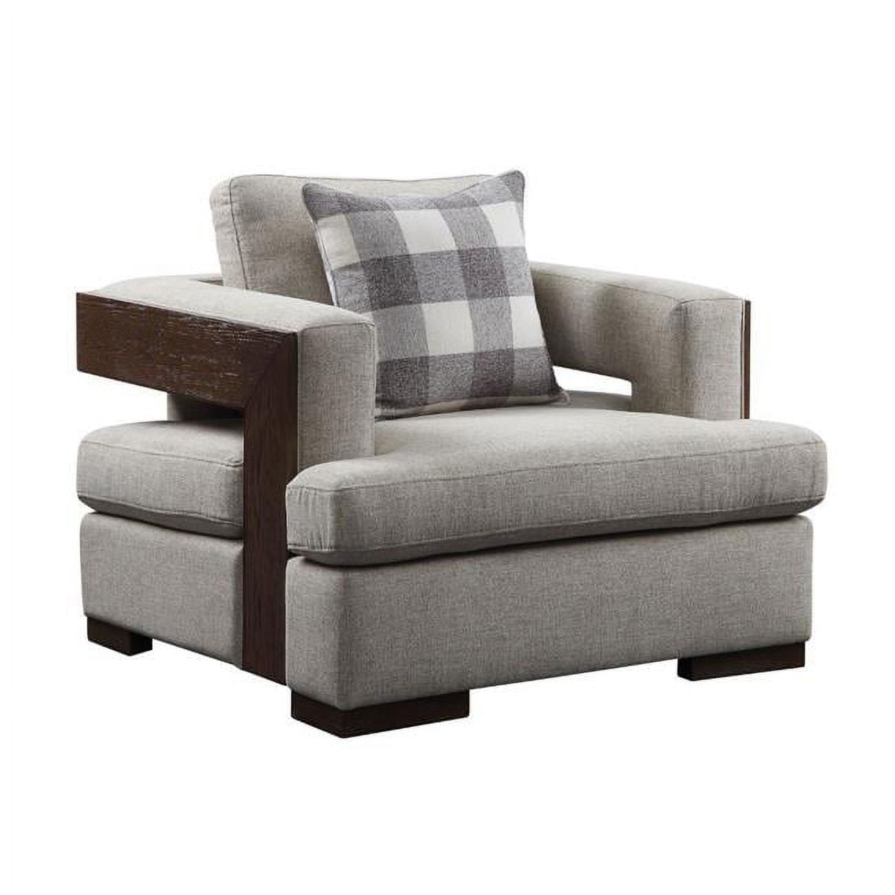 Picture of Acme Furniture 54852 40 x 38 x 34 in. Niamey Accent Chair with 1 Pillow&#44; Fabric & Walnut