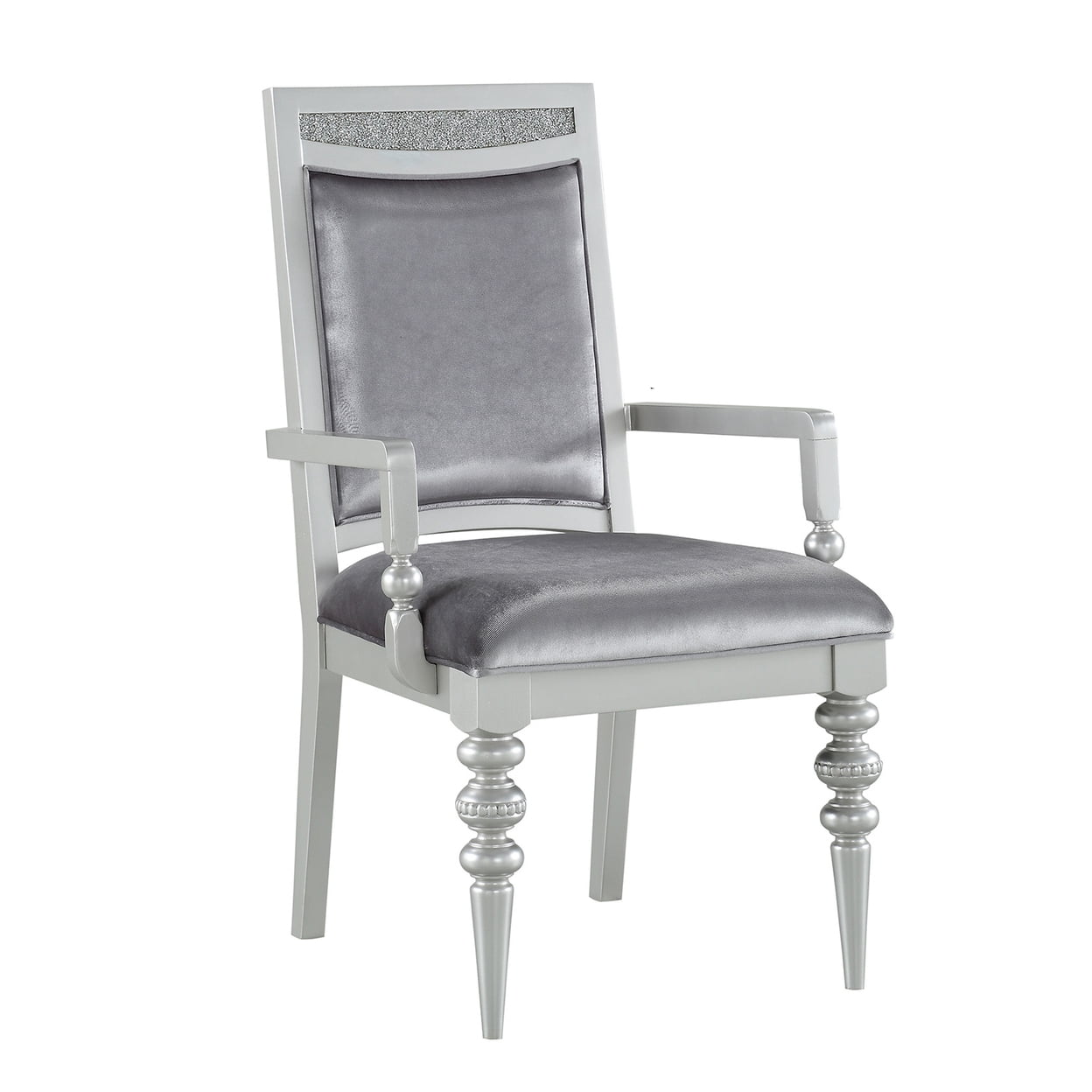 Picture of Acme Furniture 61803 24 x 24 x 39 in. Maverick Arm Chair&#44; Fabric & Platinum - Set of 2