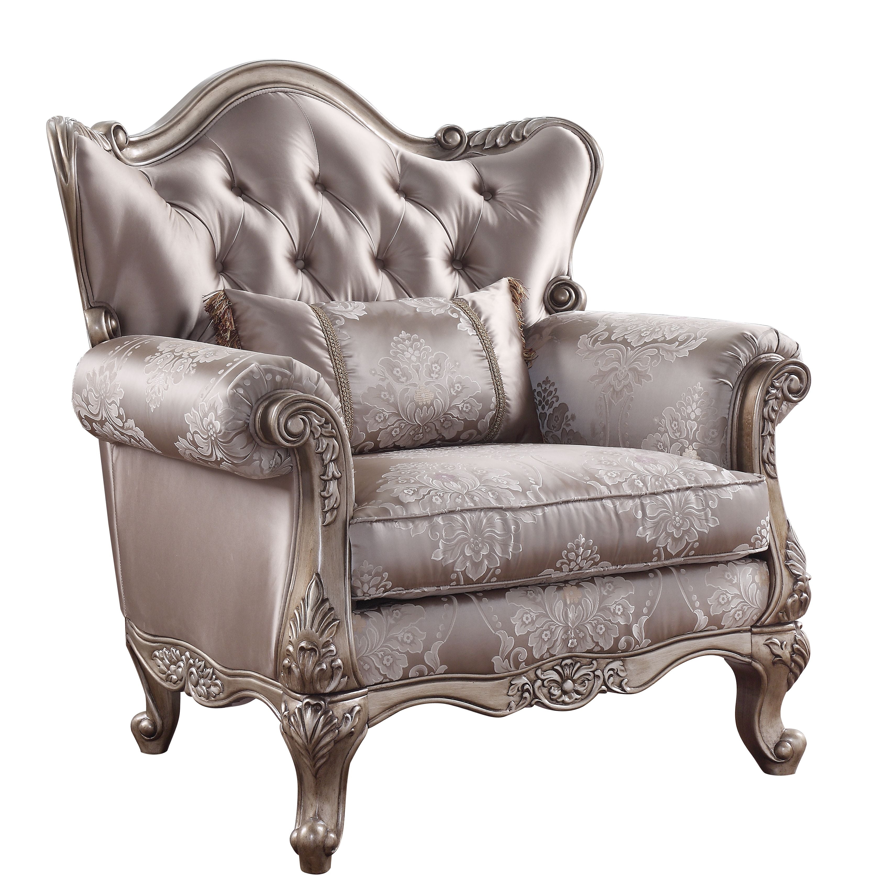 Picture of Acme Furniture 54867 45 x 37 x 44 in. Jayceon Stationary Fabric Chair with 1 Pillow&#44; Fabric & Champagne