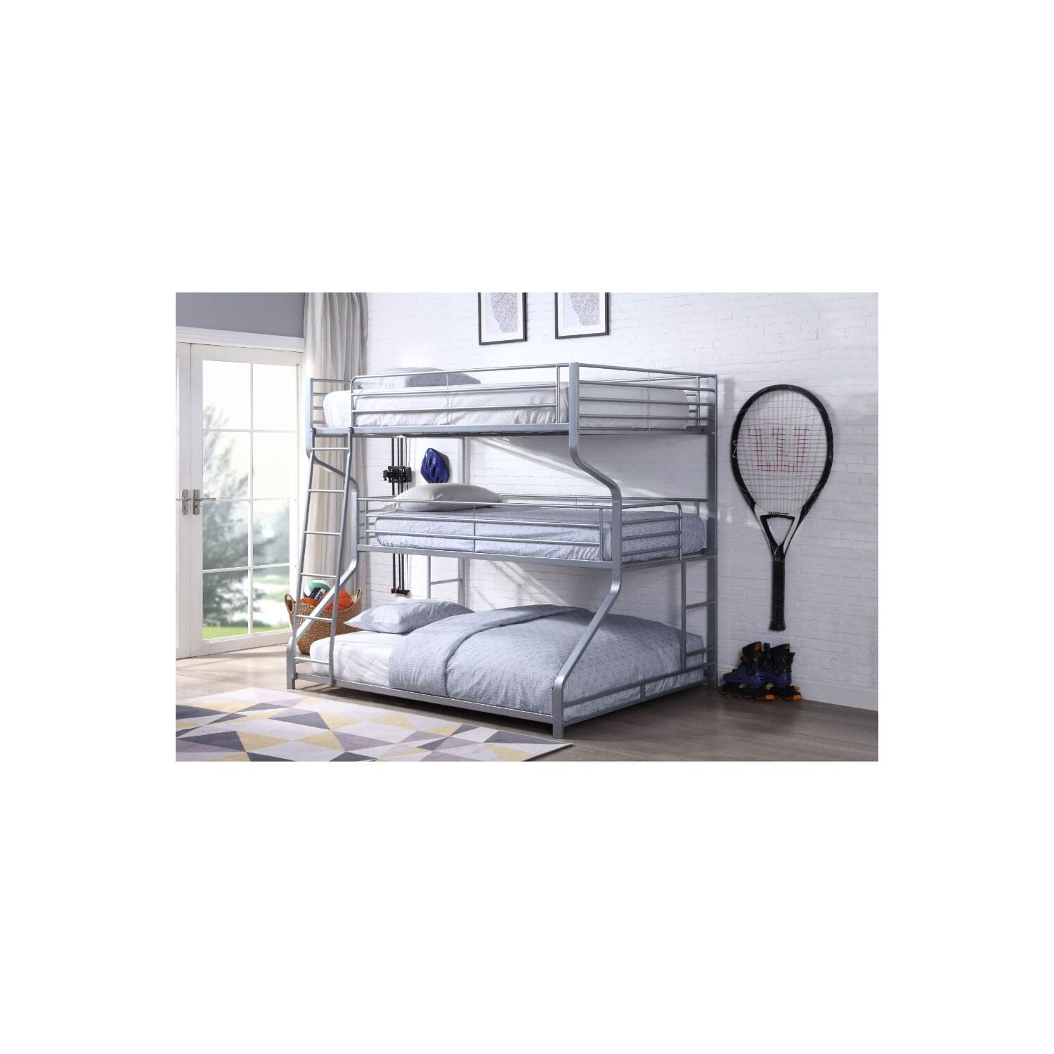 Picture of Acme Furniture 37790 83 x 63 x 74 in. Caius II Triple Bunk Bed&#44; Silver - Twin&#44; Full & Queen Size
