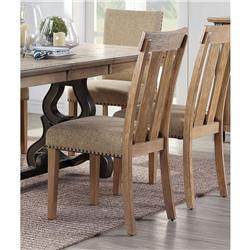 Picture of Acme Furniture 62332 19 x 22 x 39 in. Nathaniel Side Chair - Slatted Back&#44; Fabric & Maple - Set of 2