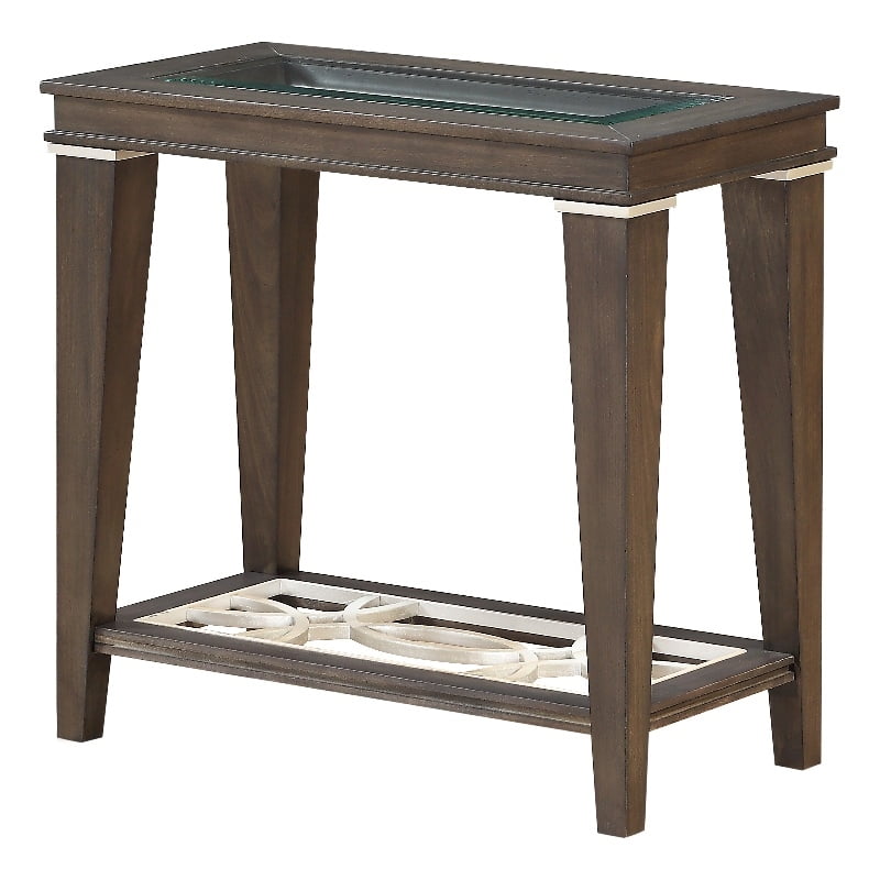 Picture of Acme Furniture 87993 14 x 26 x 25 in. Peregrine Accent Table&#44; Walnut & Glass