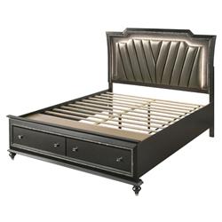 Picture of Acme Furniture 27274CK 95 x 83 x 69 in. Kaitlyn Bed with Storage&#44; PU & Metallic Gray - California King Size