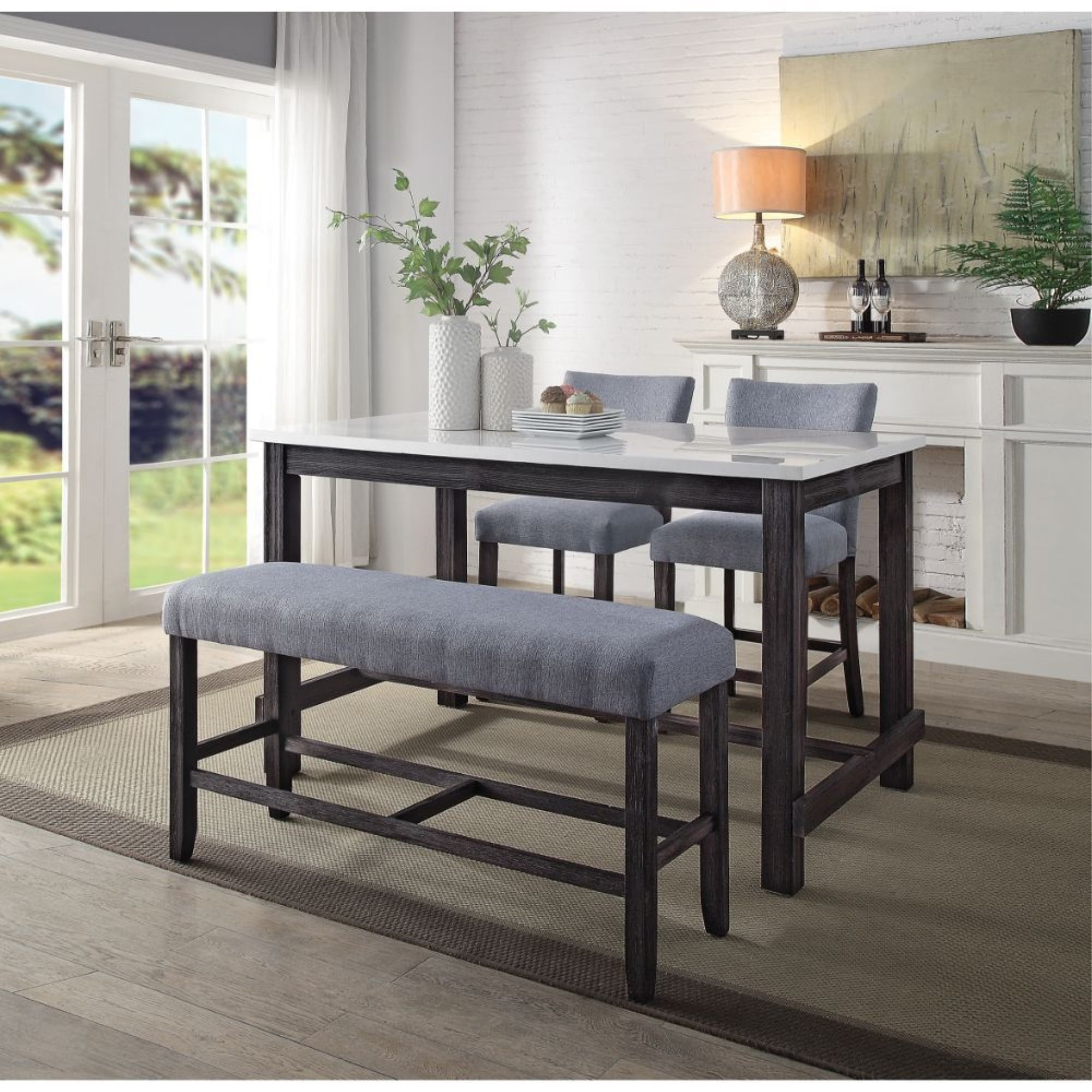 Picture of Acme Furniture 72940 60 x 36 x 36 in. Yelena Counter Height Table&#44; Marble & Weathered Espresso