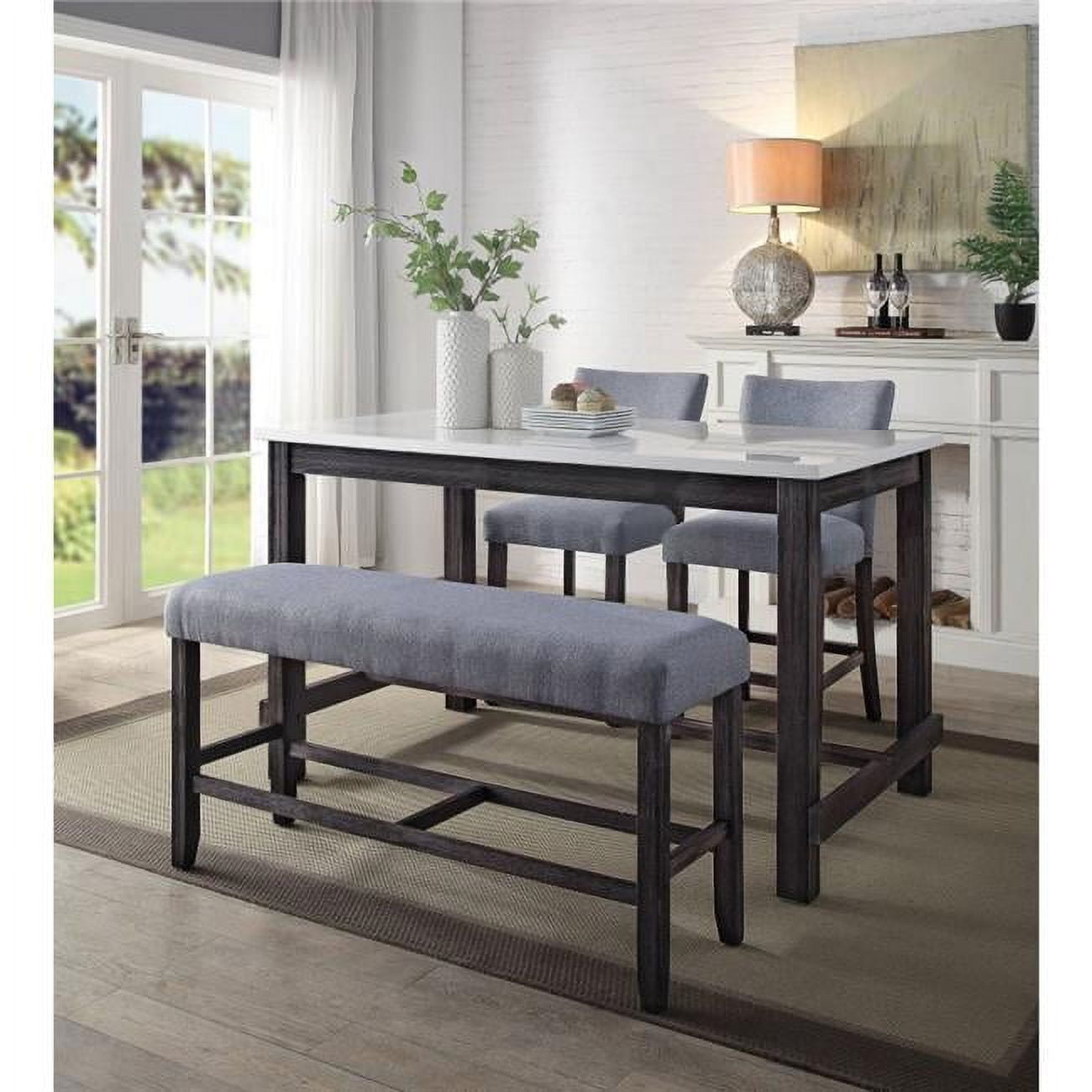 Picture of Acme Furniture 72943 48 x 14 x 25 in. Yelena Counter Height Bench&#44; Fabric & Weathered Espresso