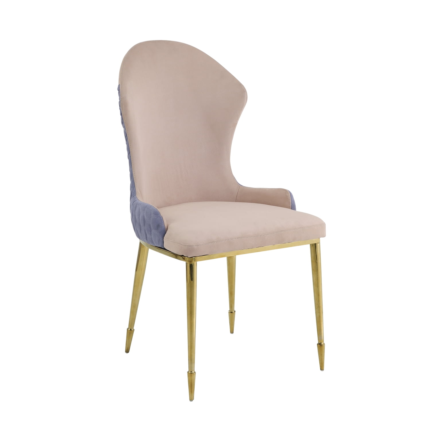 Picture of Acme Furniture 72469 20 x 21 x 38 in. Caolan Side Chair&#44; Tan&#44; Lavender Fabric & Gold - Set of 2