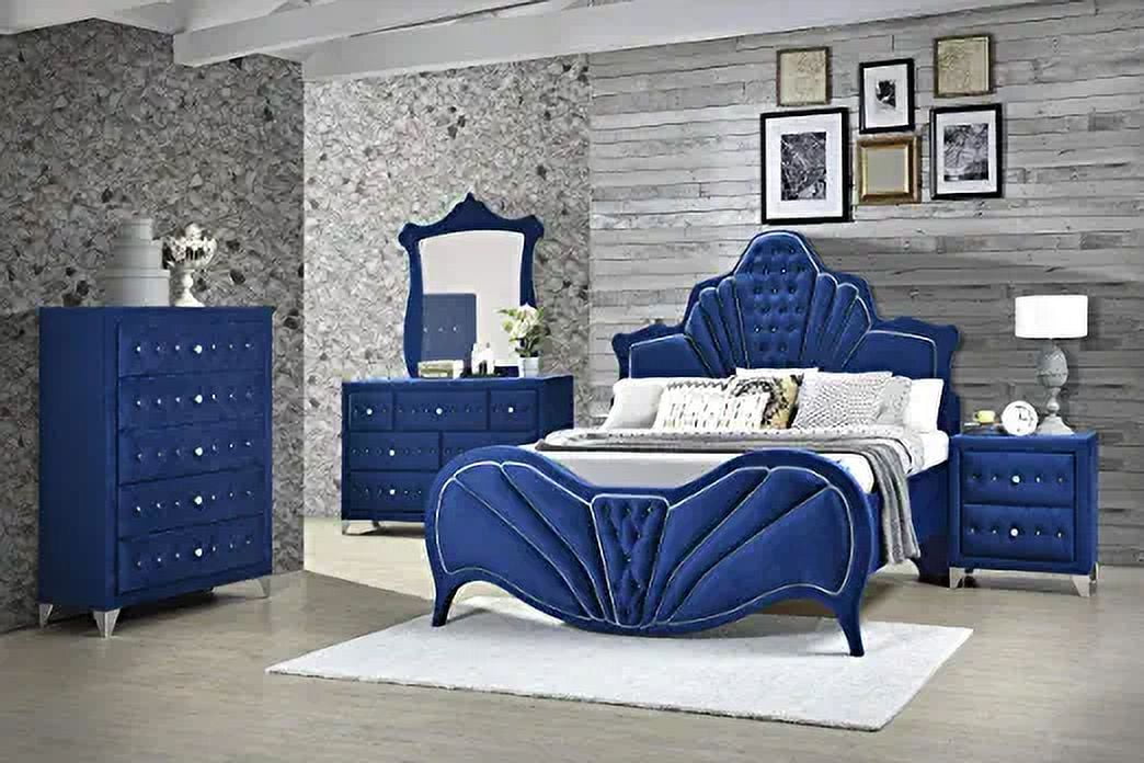 Picture of Acme Furniture 24217EK 90 x 85 x 70 in. Dante Eastern Bed, Blue Velvet - King Size