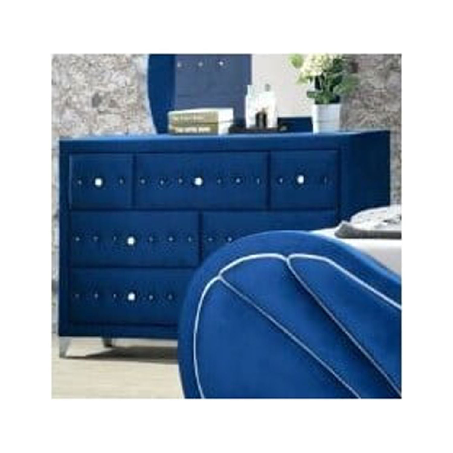 Picture of Acme Furniture 24225 60 x 19 x 39 in. Dante Dresser&#44; Blue Velvet