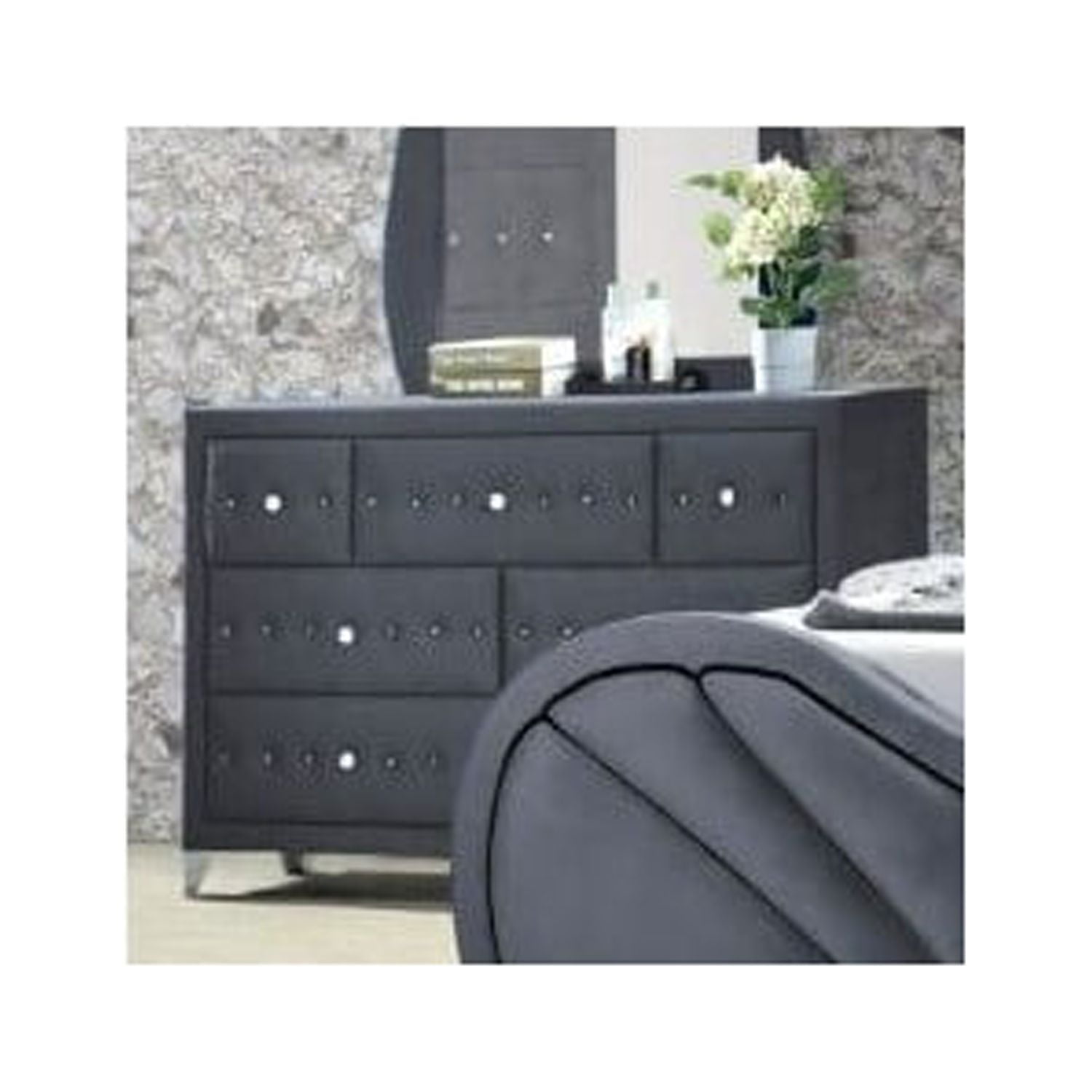 Picture of Acme Furniture 24235 60 x 19 x 39 in. Dante Dresser&#44; Gray Velvet