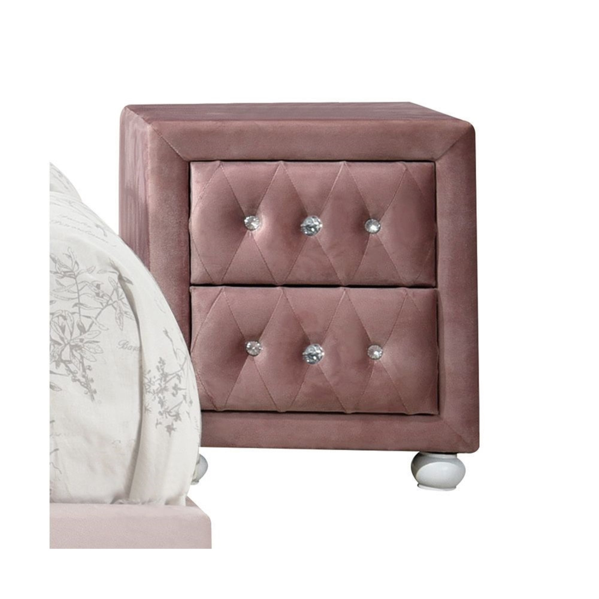 Picture of Acme Furniture 30823 17 x 17 x 17 in. Reggie Nightstand, Pink Fabric