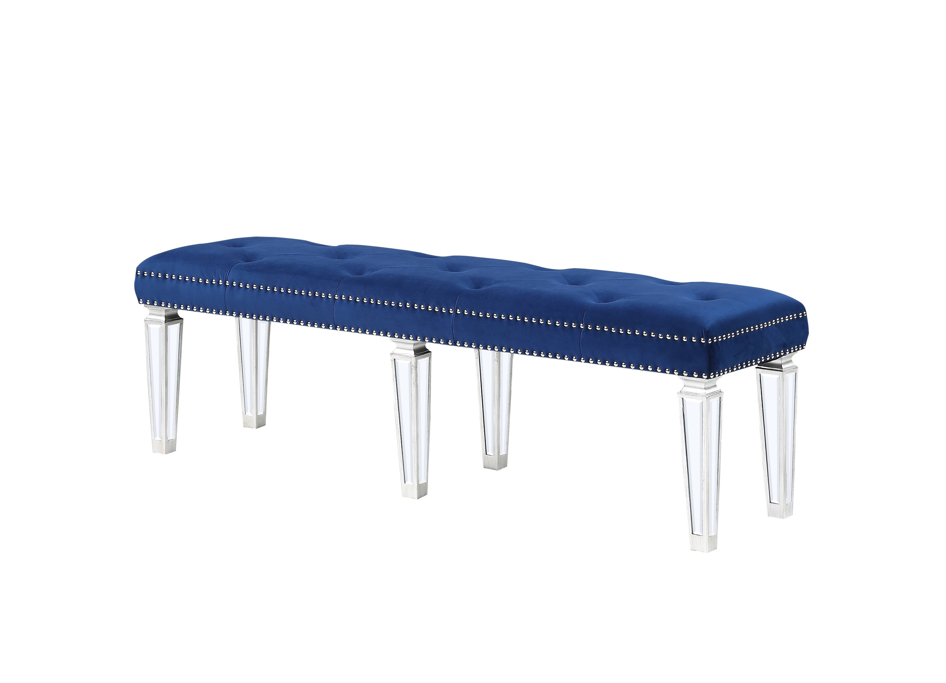 Picture of Acme Furniture 26157 60 x 17 x 19 in. Varian Bench&#44; Blue Velvet & Mirrored