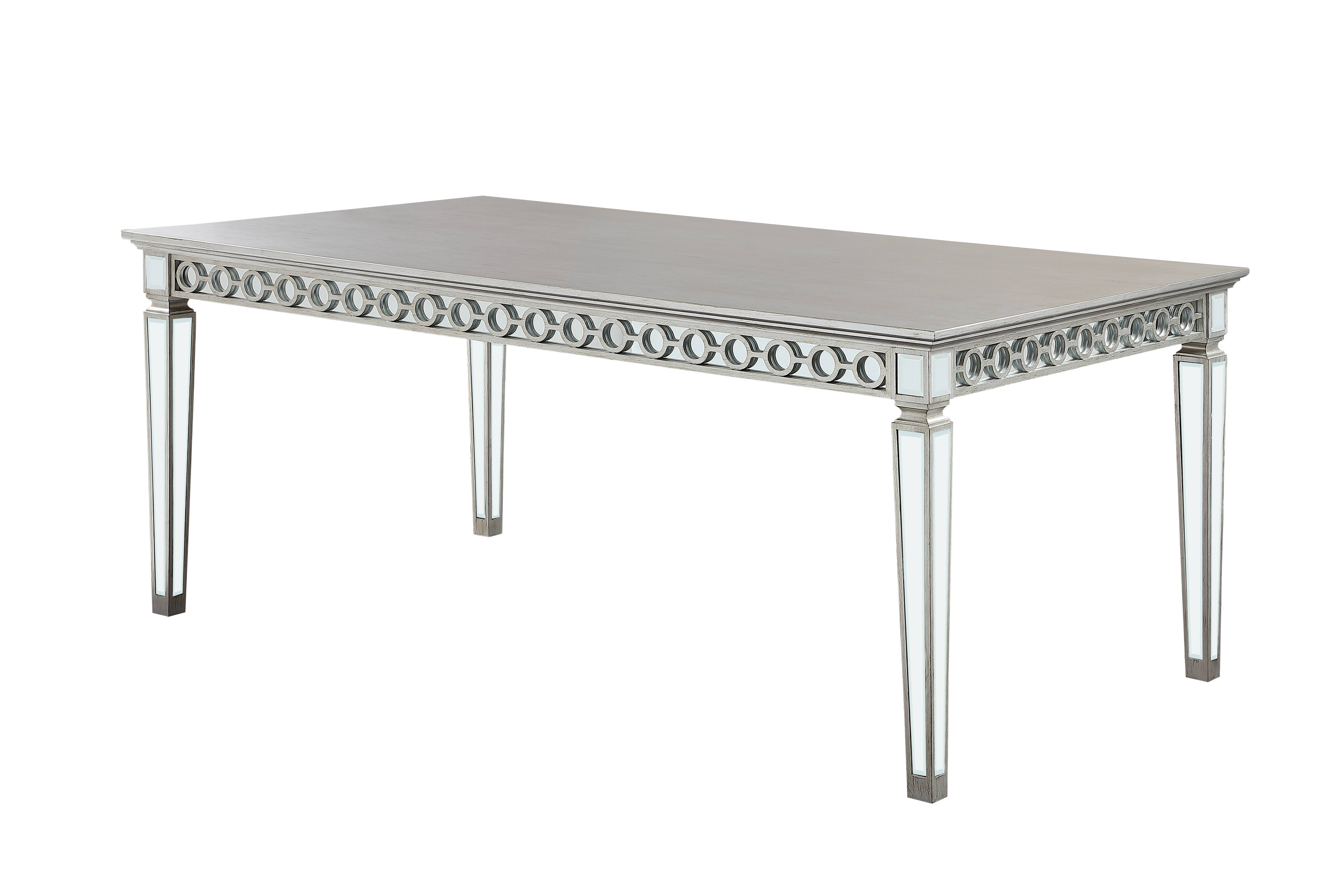 Picture of Acme Furniture 66160 90 x 40 x 30 in. Varian Dining Table&#44; Mirrored & Antique Platinum