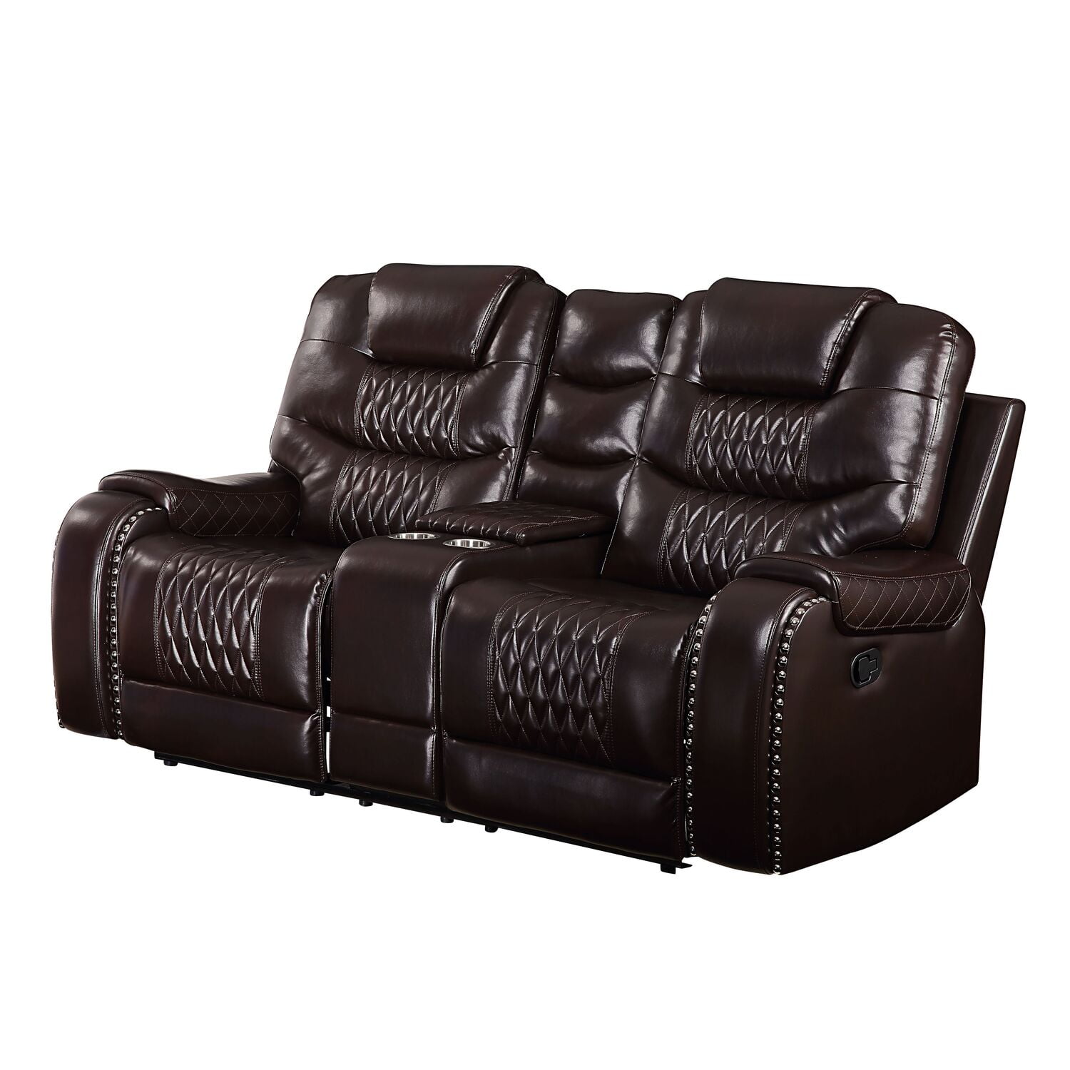 78 x 38 x 44 in. Braylon Reclining Loveseat Sofa with Console, Brown PU - Acme Furniture 55416