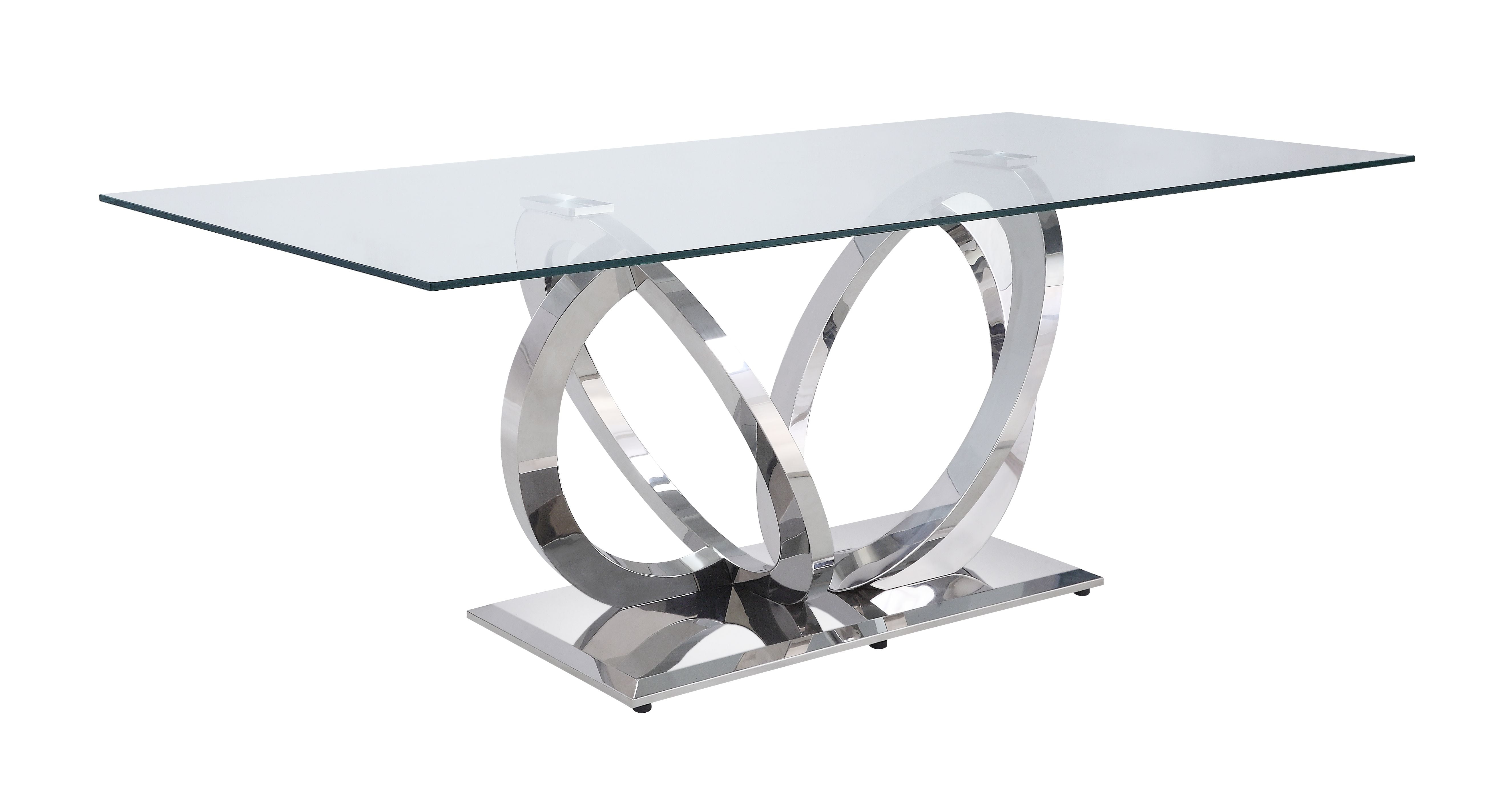 Picture of Acme Furniture 68260 79 x 40 x 30 in. Finley Dining Table&#44; Clear Glass & Mirrored Silver