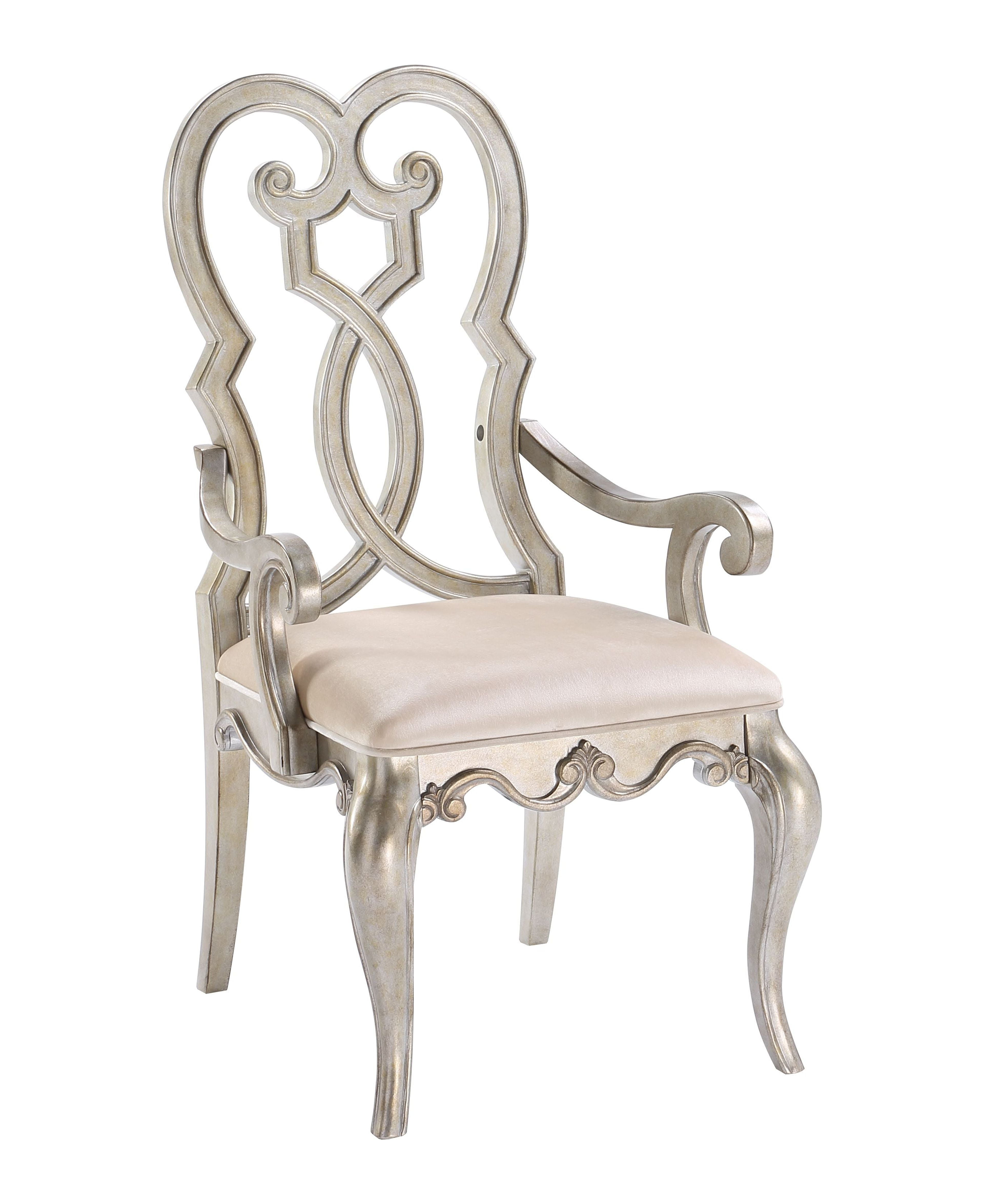 Picture of Acme Furniture 62203 23 x 27 x 44 in. Esteban Arm Chair&#44; Beige Fabric & Antique Champagne
