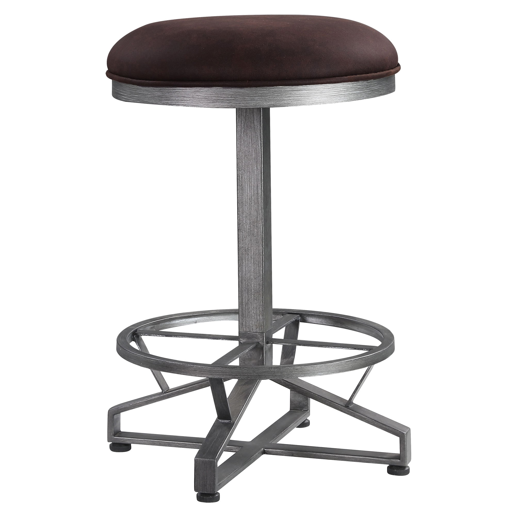 Picture of Acme Furniture 73902 17 x 17 x 24 in. Evangeline Counter Height Stool&#44; Rustic Brown Fabric & Black