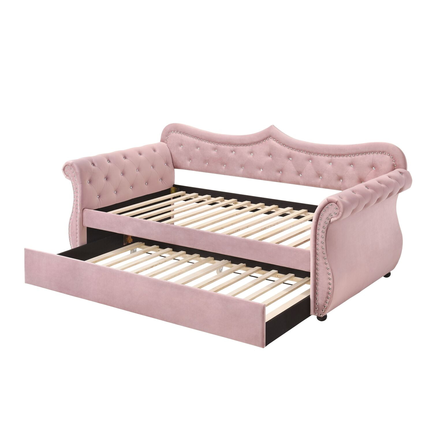 Picture of Acme Furniture 39420 94 x 43 x 42 in. Adkins Daybed & Trundle&#44; Pink Velvet