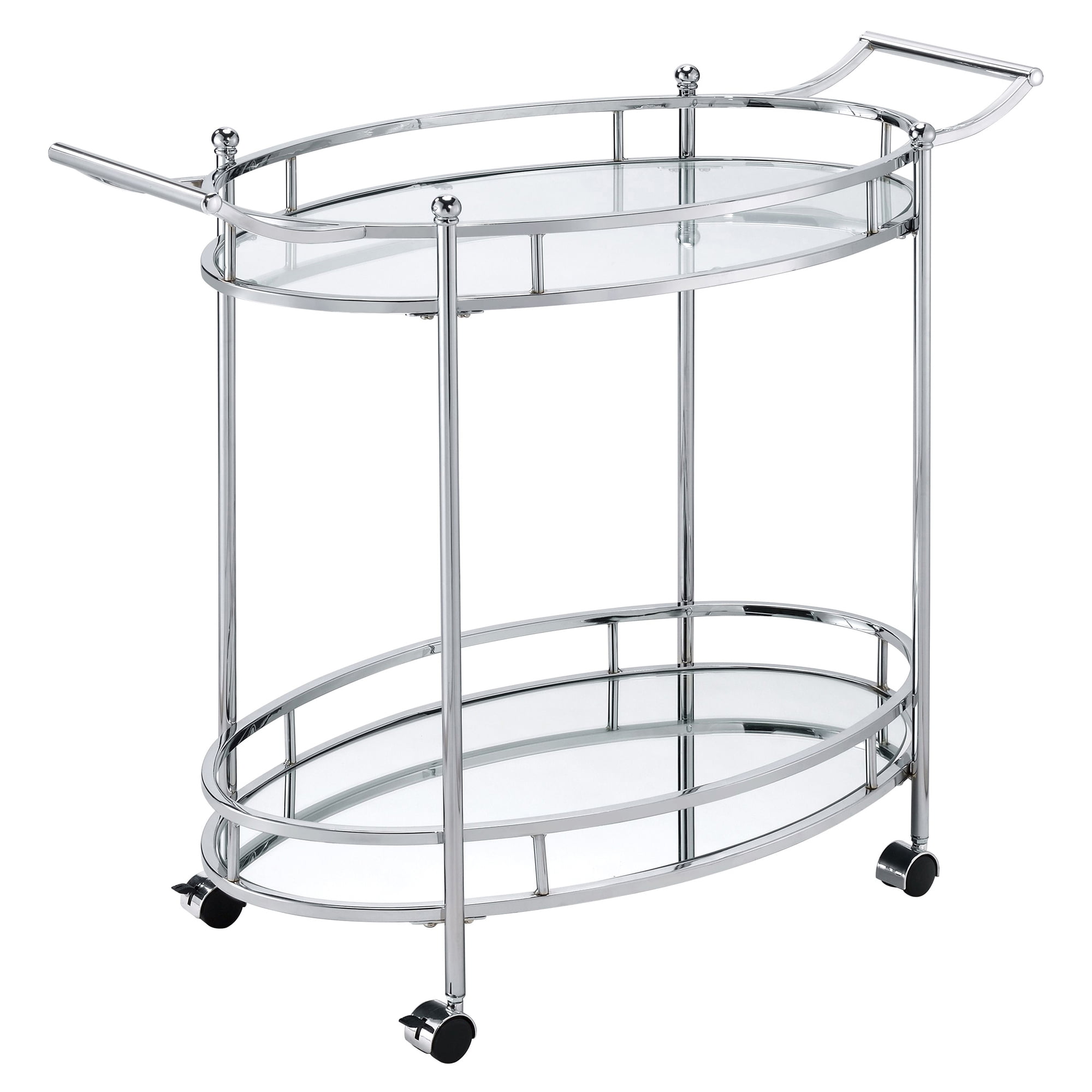 Picture of Acme Furniture 98216 37 x 16 x 31 in. Jinx Serving Cart&#44; Clear Glass & Chrome