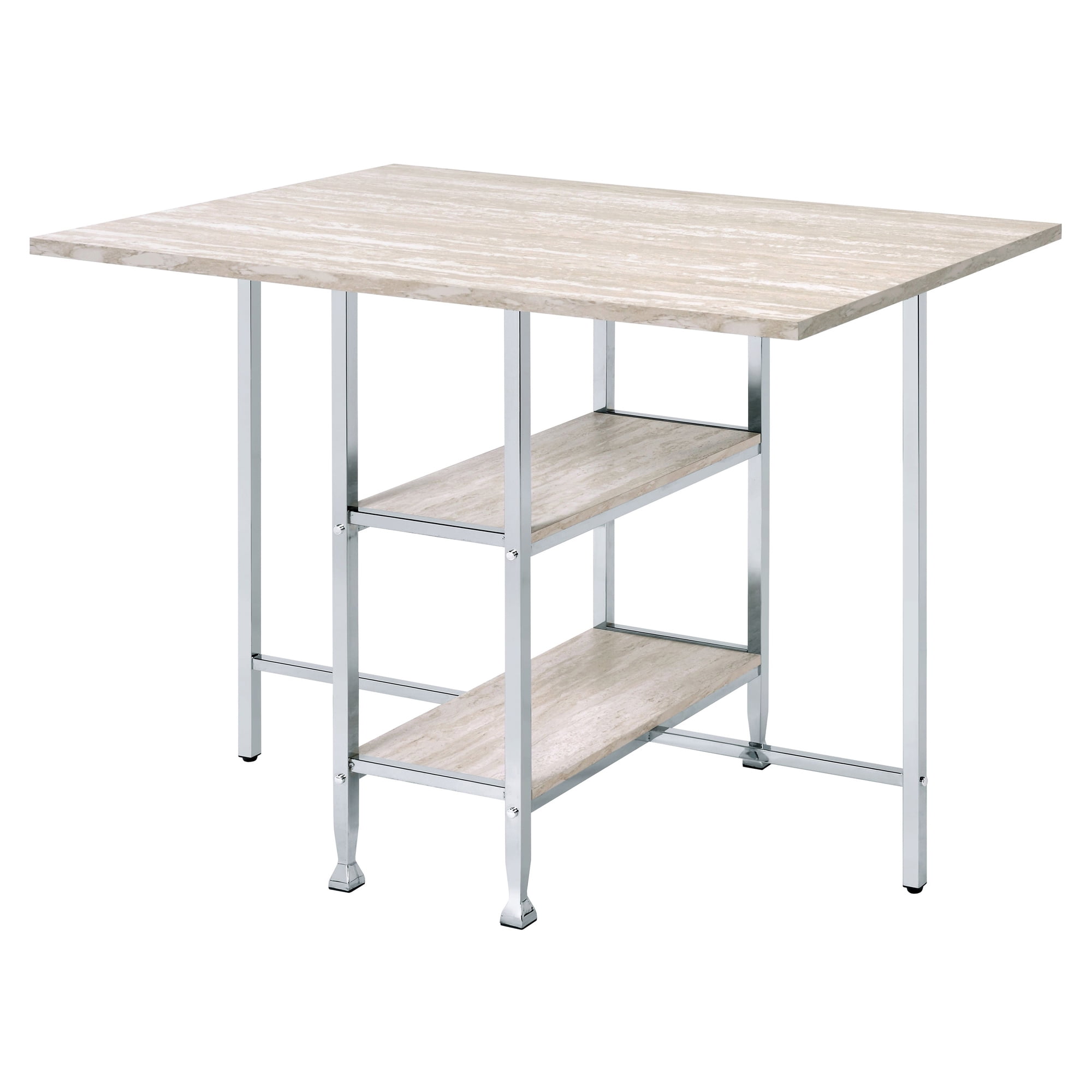 Picture of Acme Furniture 74005 47 x 32 x 36 in. Raine Counter High Dining Table&#44; Antique White & Chrome