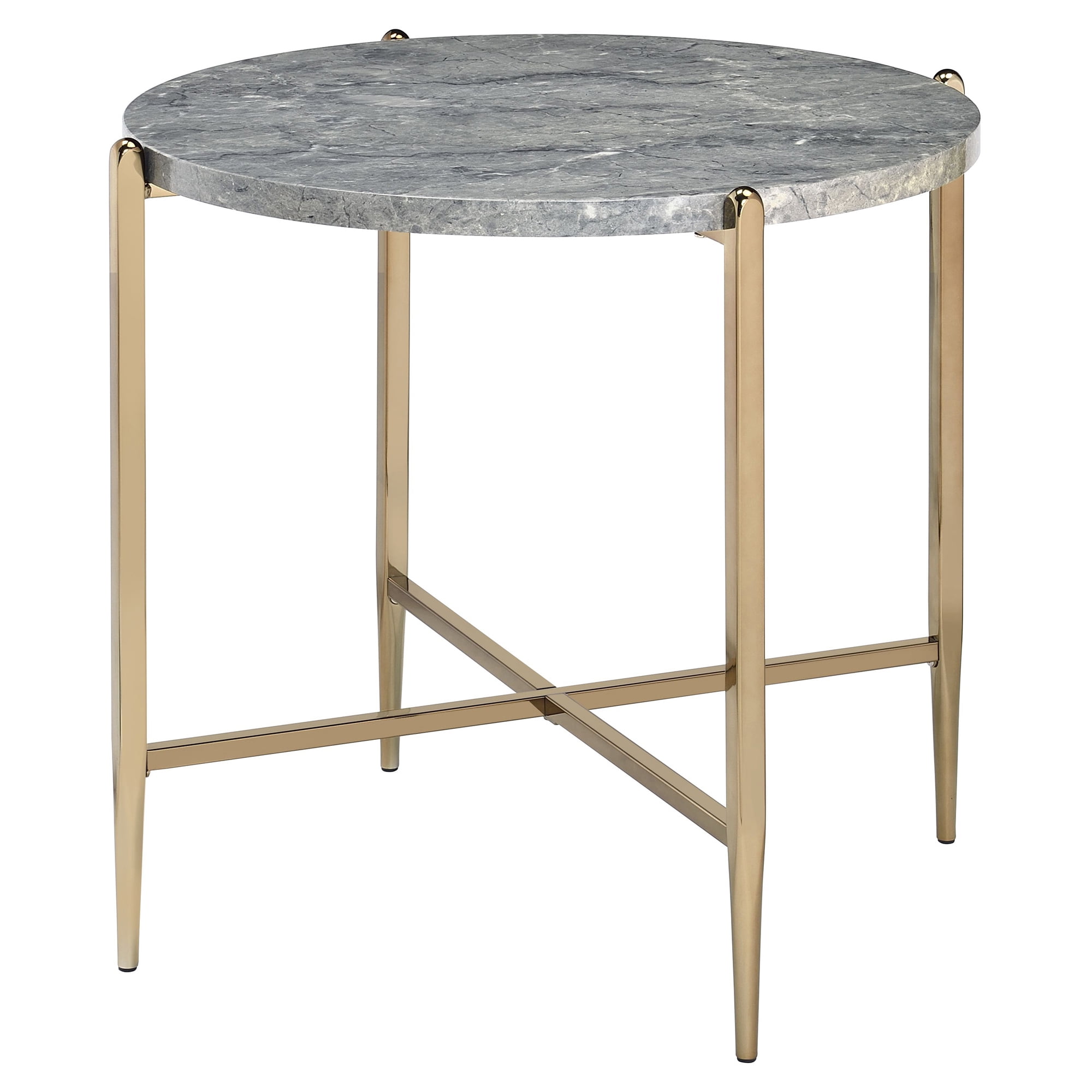 Picture of Acme Furniture 83477 26 x 26 x 24 in. Tainte End Table&#44; Faux Marble & Champagne