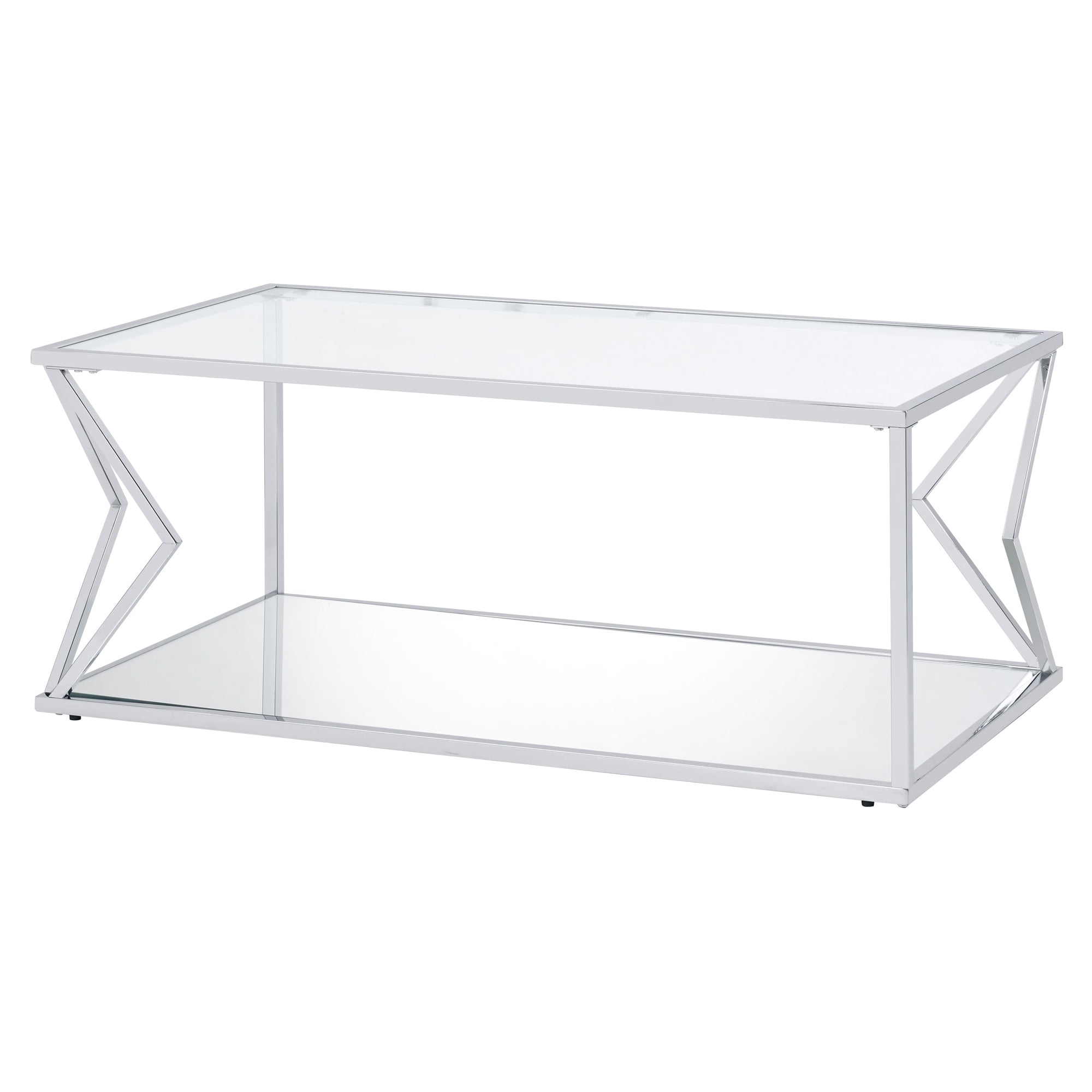 Picture of Acme Furniture 83480 43 x 24 x 18 in. Virtue Coffee Table&#44; Clear Glass & Chrome