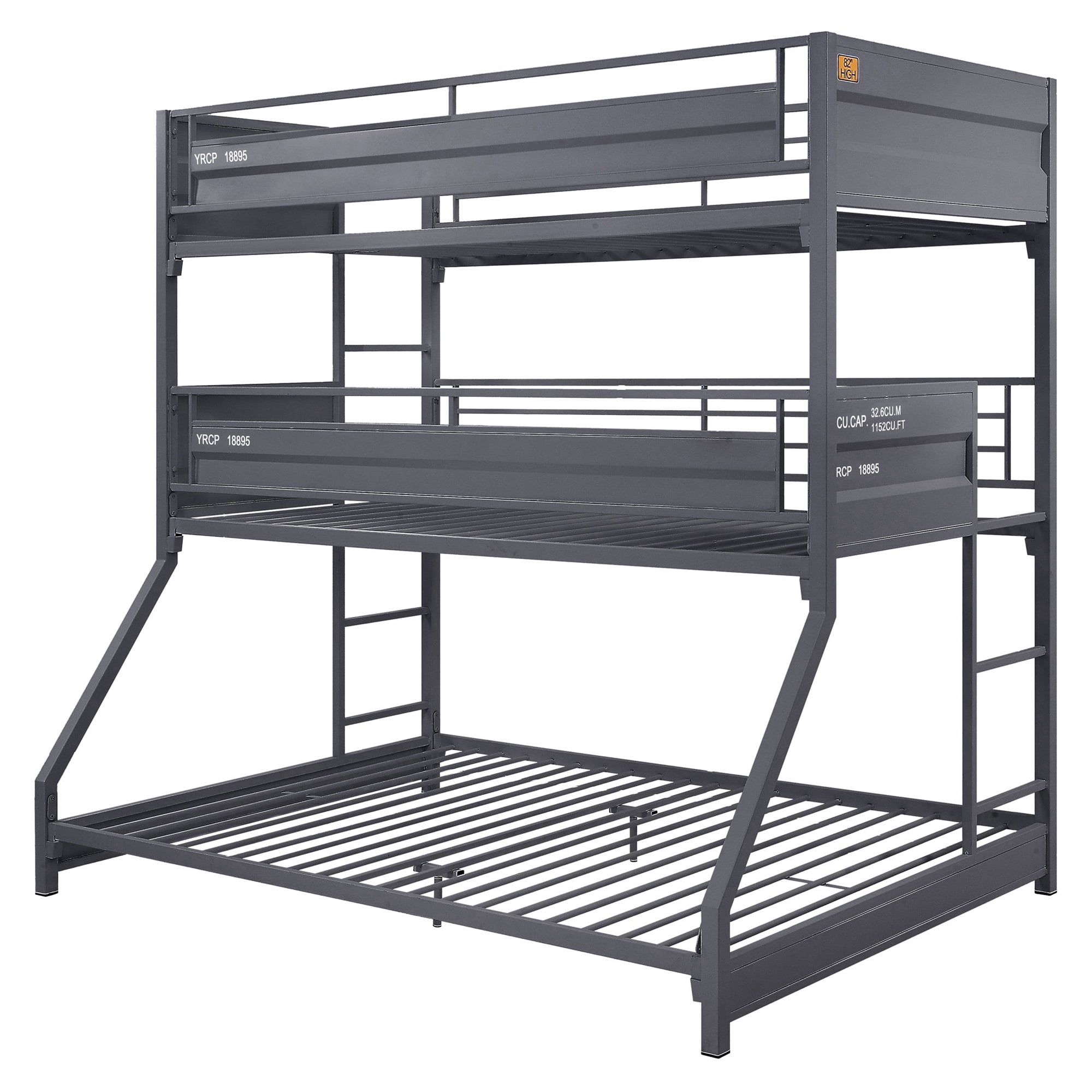 Picture of Acme Furniture 37995 78 x 56 x 75 in. Cargo Triple Bunk Bed&#44; Gunmetal - Twin & Full Size - Case of 2