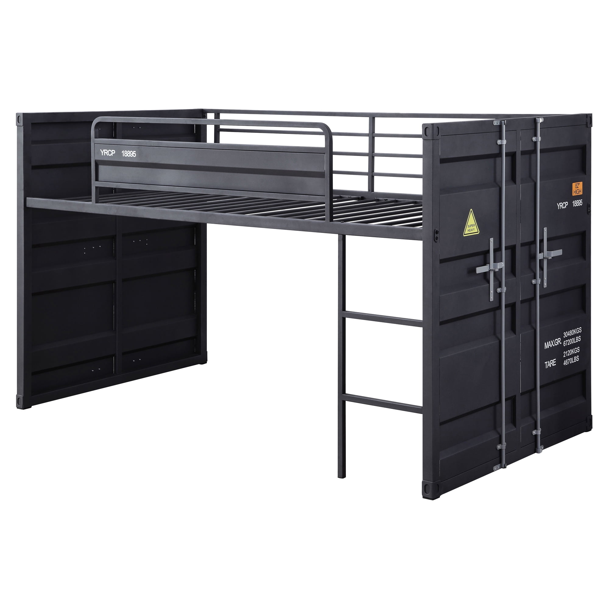 Picture of Acme Furniture 38305 80 x 101 x 46 in. Cargo Loft Bed with Slide, Gunmetal - Twin Size