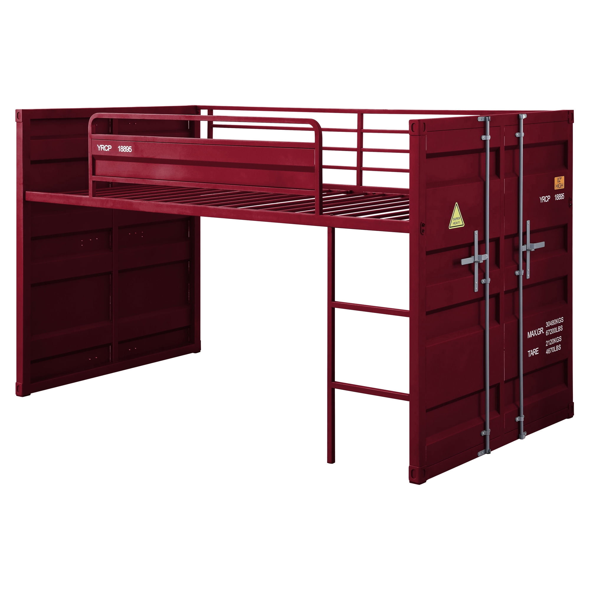 Picture of Acme Furniture 38300 80 x 101 x 46 in. Cargo Loft Bed with Slide, Red - Twin Size