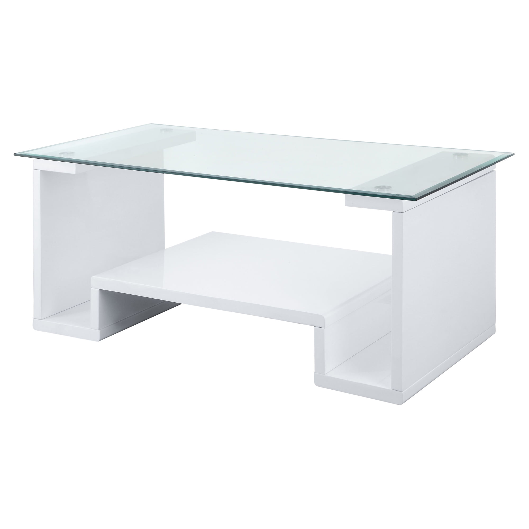 Picture of Acme Furniture 82360 47 x 24 x 19 in. Nevaeh Coffee Table&#44; Clear Glass & White High Gloss