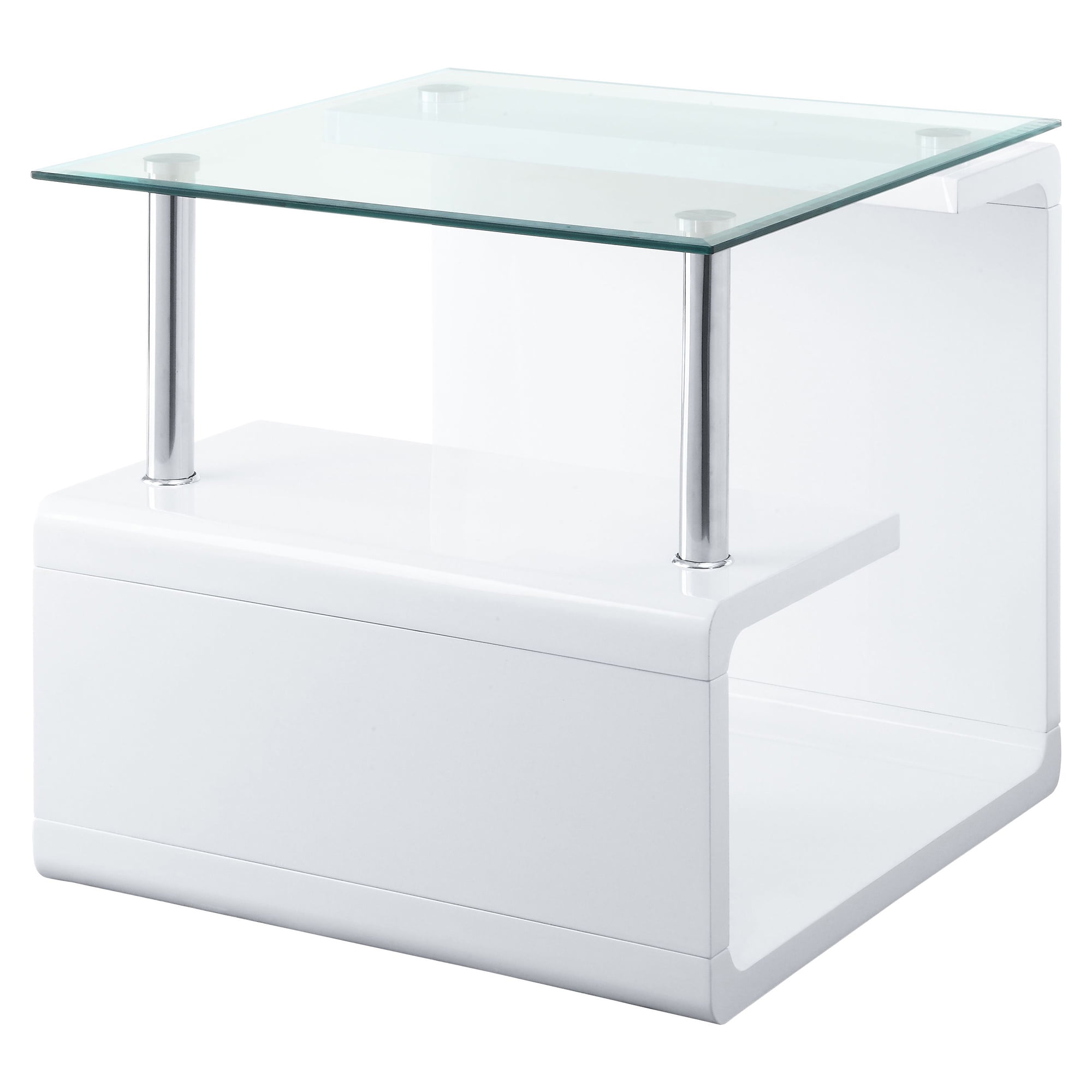 Picture of Acme Furniture 82362 24 x 24 x 22 in. Nevaeh End Table&#44; Clear Glass & White High Gloss