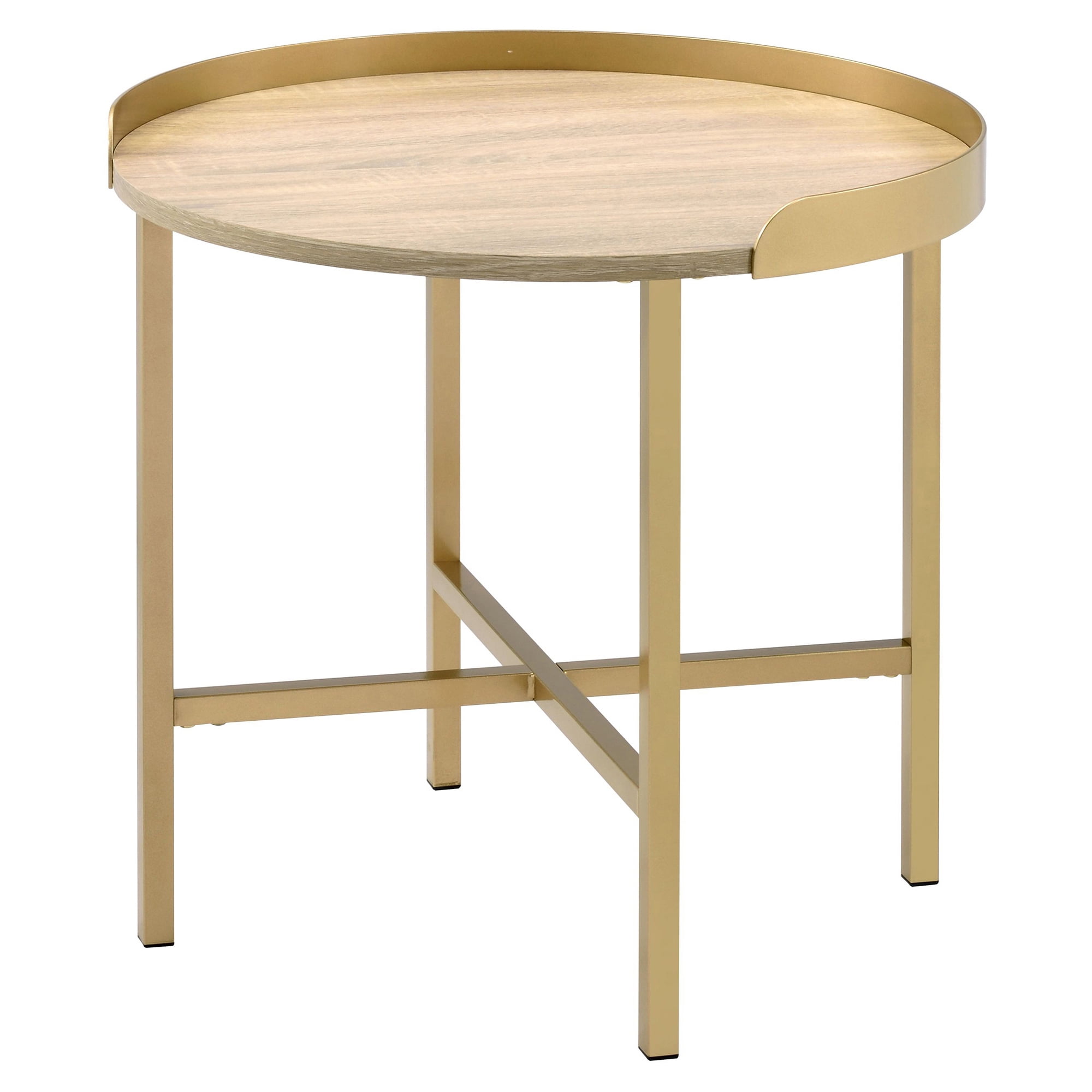 Picture of Acme Furniture 82337 22 x 22 x 22 in. Mithea End Table&#44; Oak Table Top & Gold