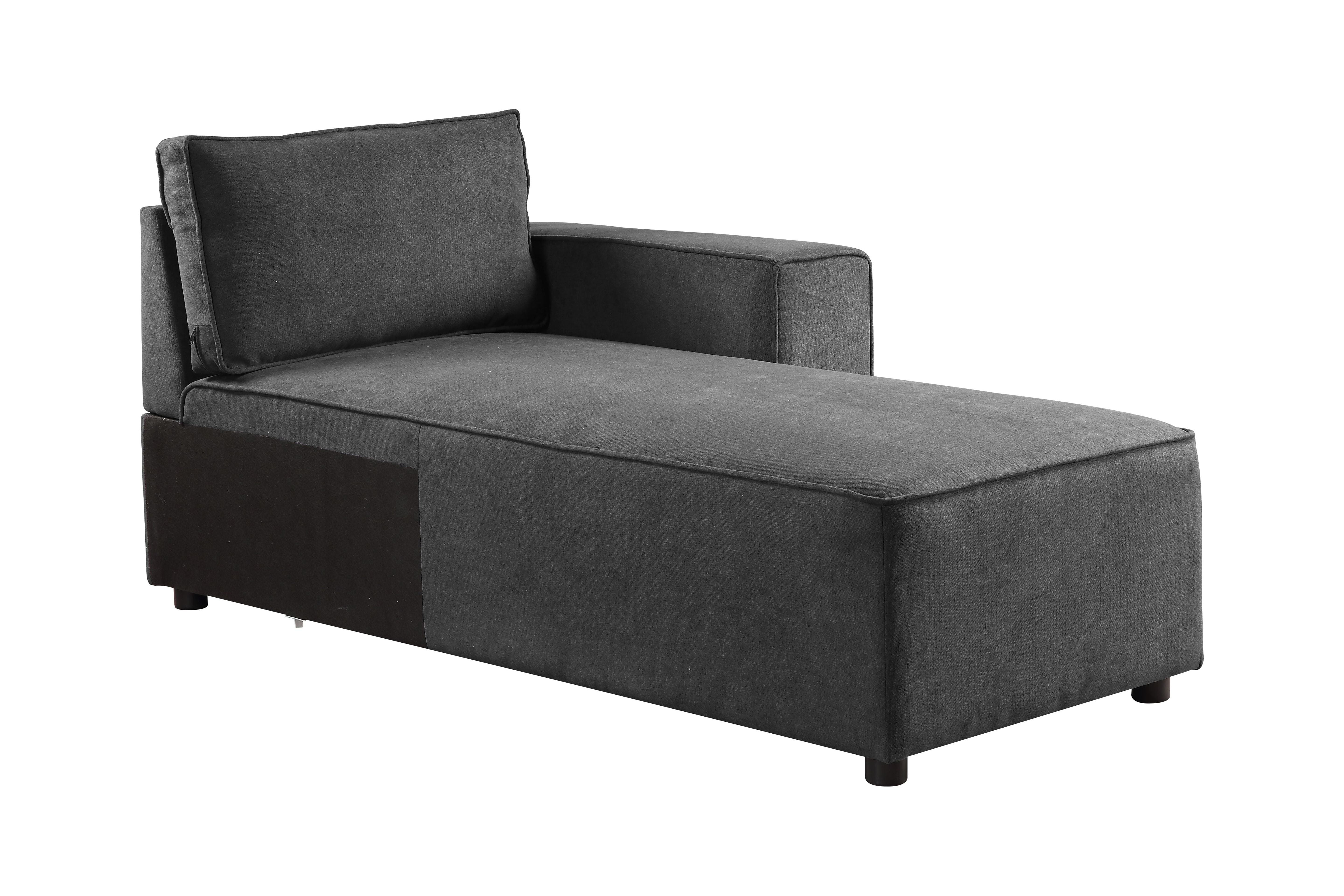 Acme Furniture 56875 68 x 28 x 29 in. Silvester Modular Chaise Sectional Sofa with 2 Pillows, Gray Fabric -  Acme Furniture Industry Inc