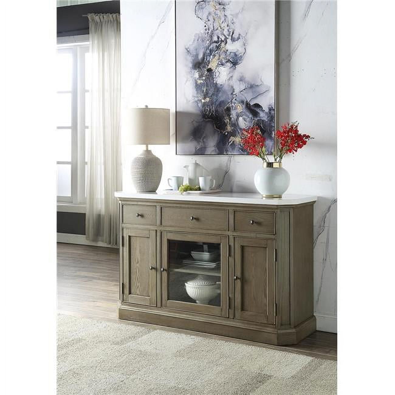 Picture of Acme Furniture 73263 56 x 18 x 36 in. Zumala Server&#44; Marble & Weathered Oak