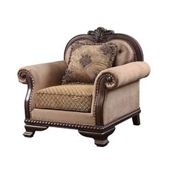 Picture of Acme Furniture 58267 44 x 36 x 42 in. Chateau De Ville Stationary Fabric Chair with Pillow&#44; Fabric & Espresso