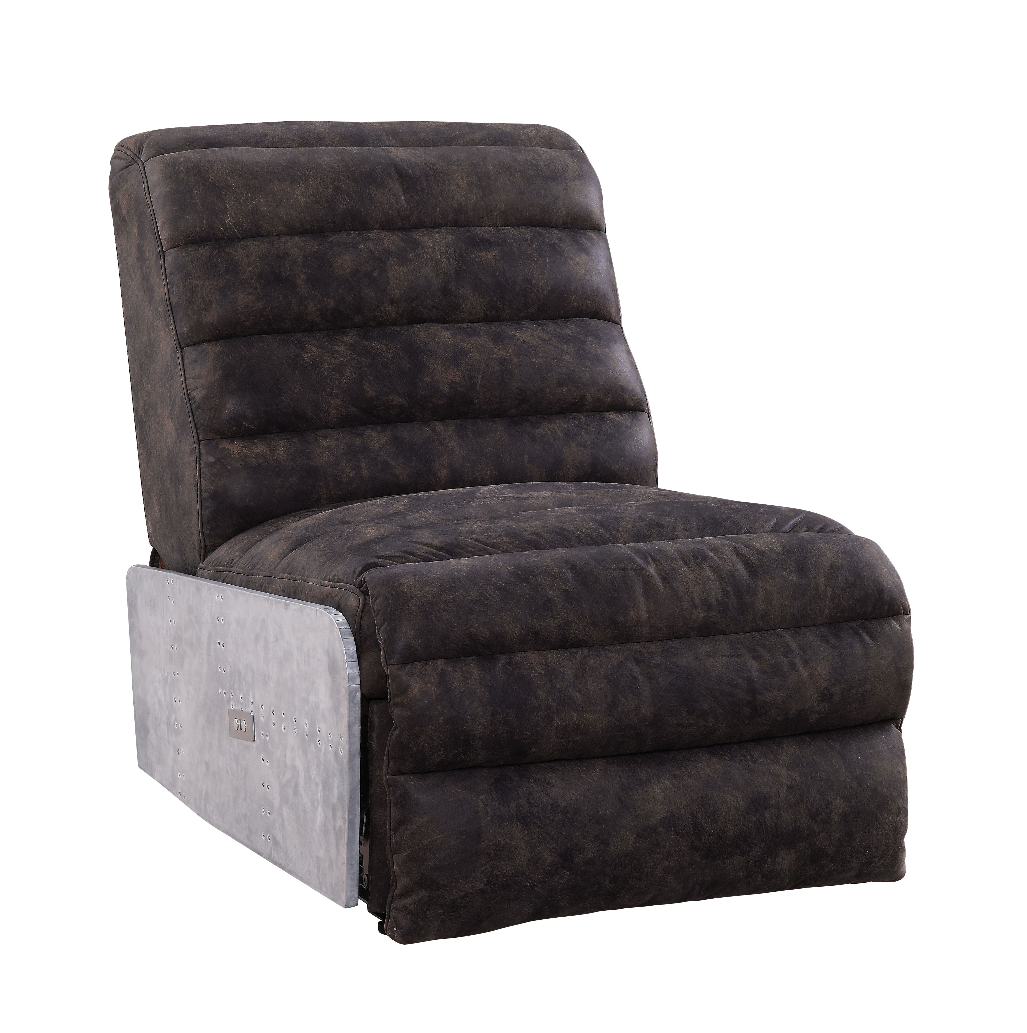 Picture of Acme Furniture 59941 28 x 40 x 35 in. Okzuil Power Motion Recliner&#44; 2-Tone Gray Top Grain Leather & Aluminum