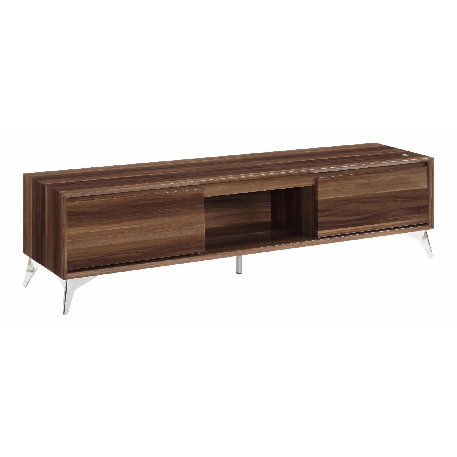 Picture of Acme Furniture 91997 71 x 16 x 18 in. Raceloma TV Stand&#44; LED&#44; Walnut & Chrome