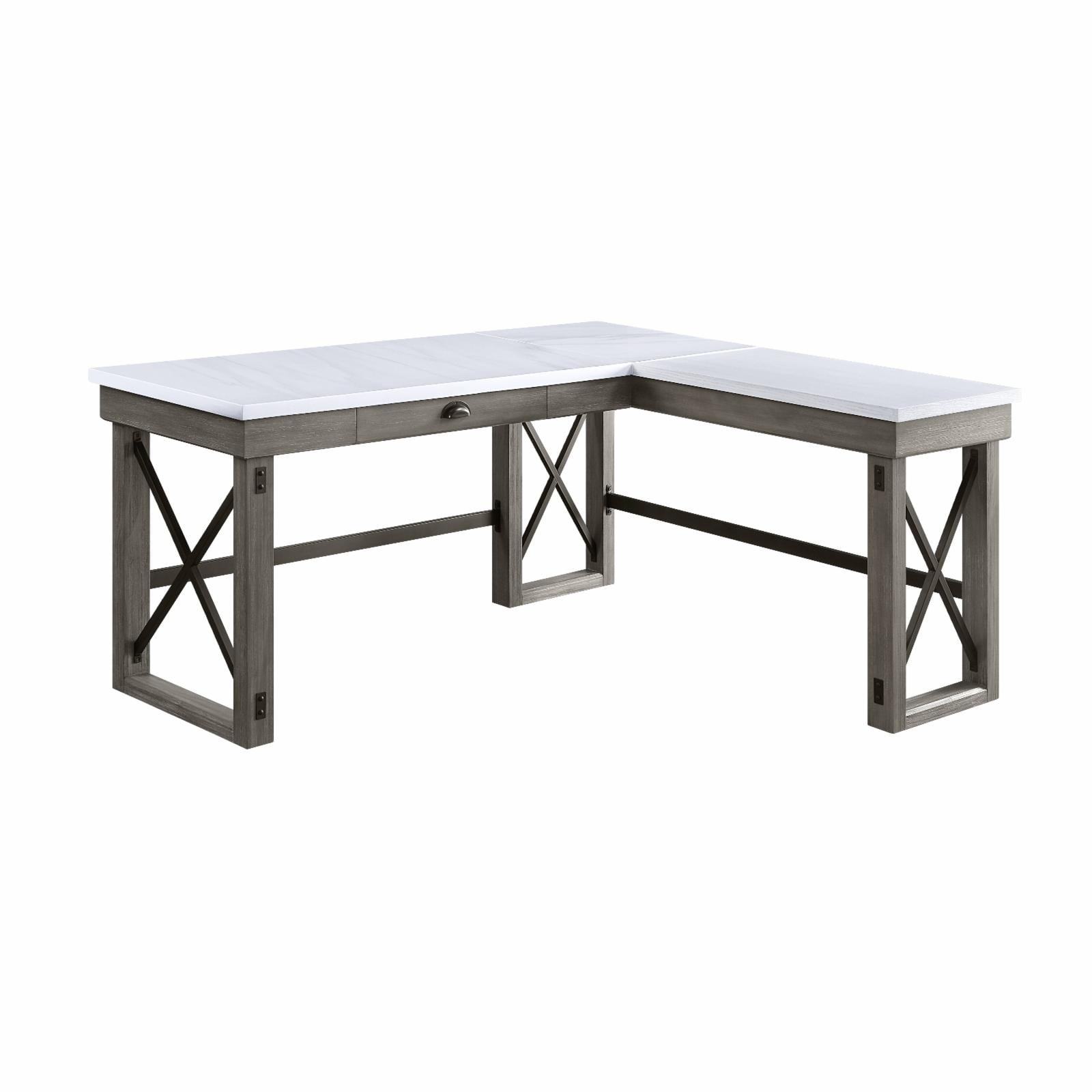 Picture of Acme Furniture OF00056 67 x 55 x 30 in. Talmar Writing Desk with Lift Top&#44; Marble Top & Weathered Gray