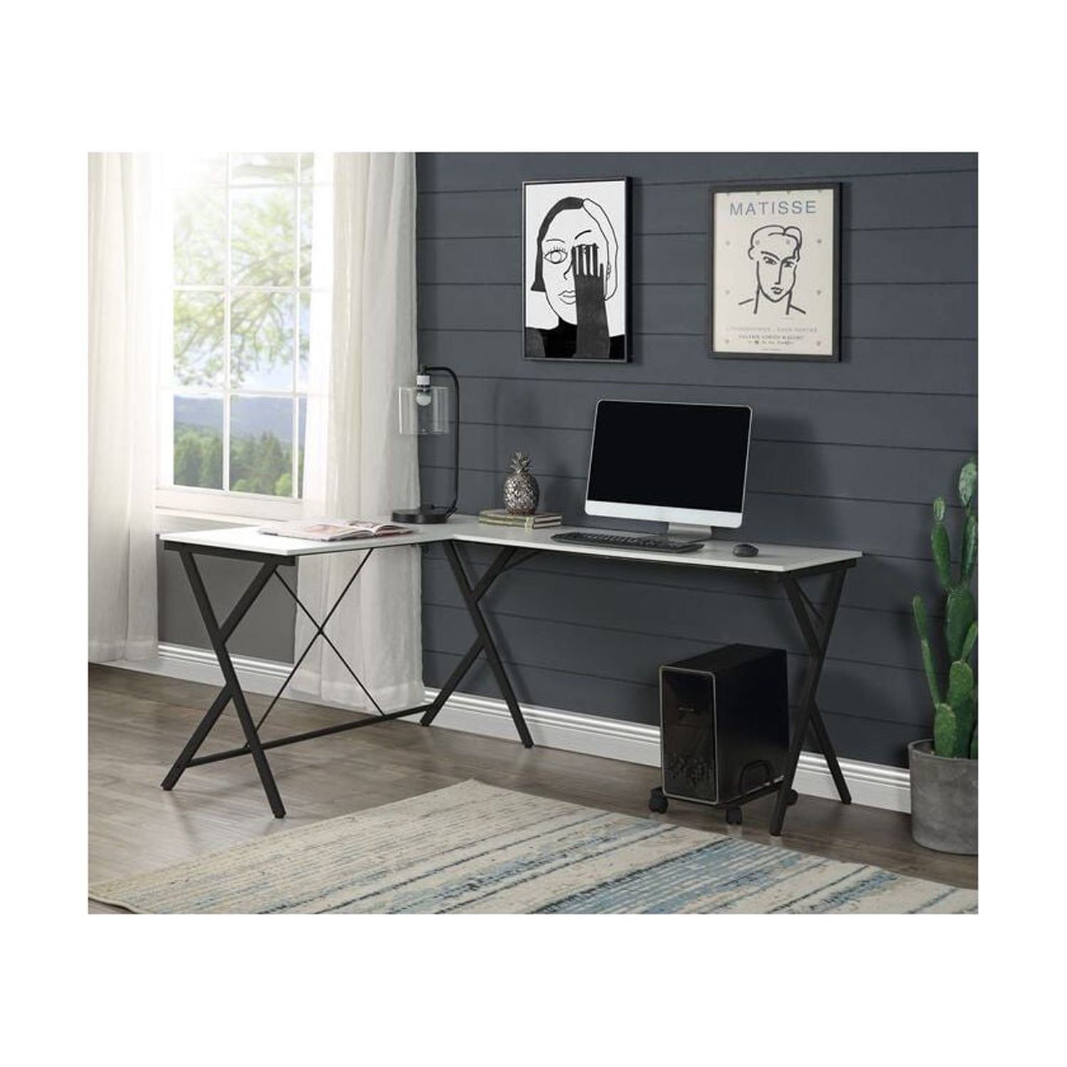 Picture of Acme Furniture OF00049 62 x 47 x 28 in. Demas Computer Desk&#44; Black