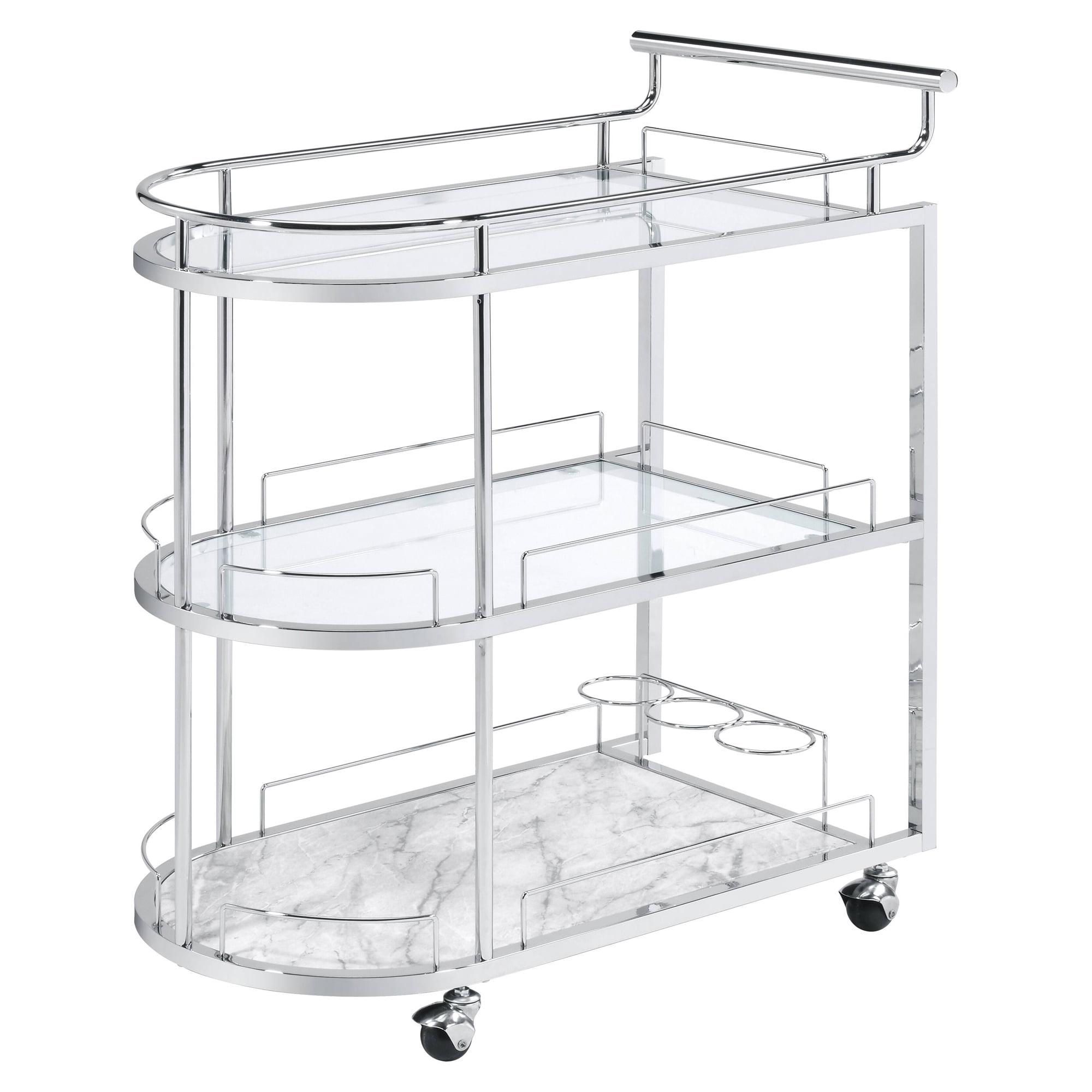 Picture of Acme Furniture AC00161 37 x 20 x 33 in. Inyo Serving Cart&#44; Clear Glass & Chrome