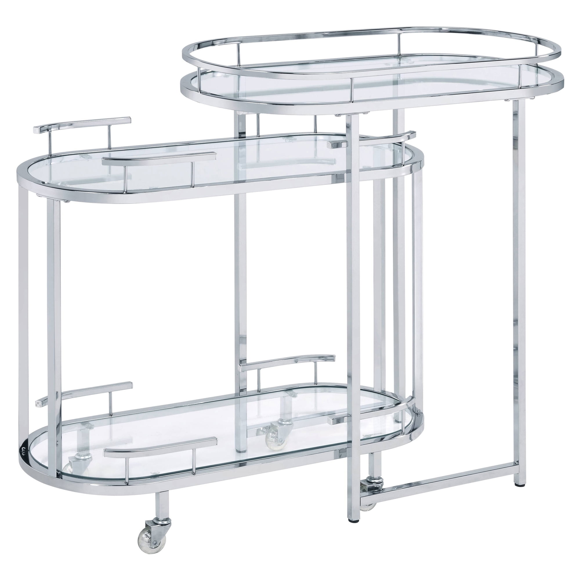 Picture of Acme Furniture AC00162 32 x 16 x 35 in. Piffo Serving Cart & Bar Table&#44; Clear Glass & Chrome