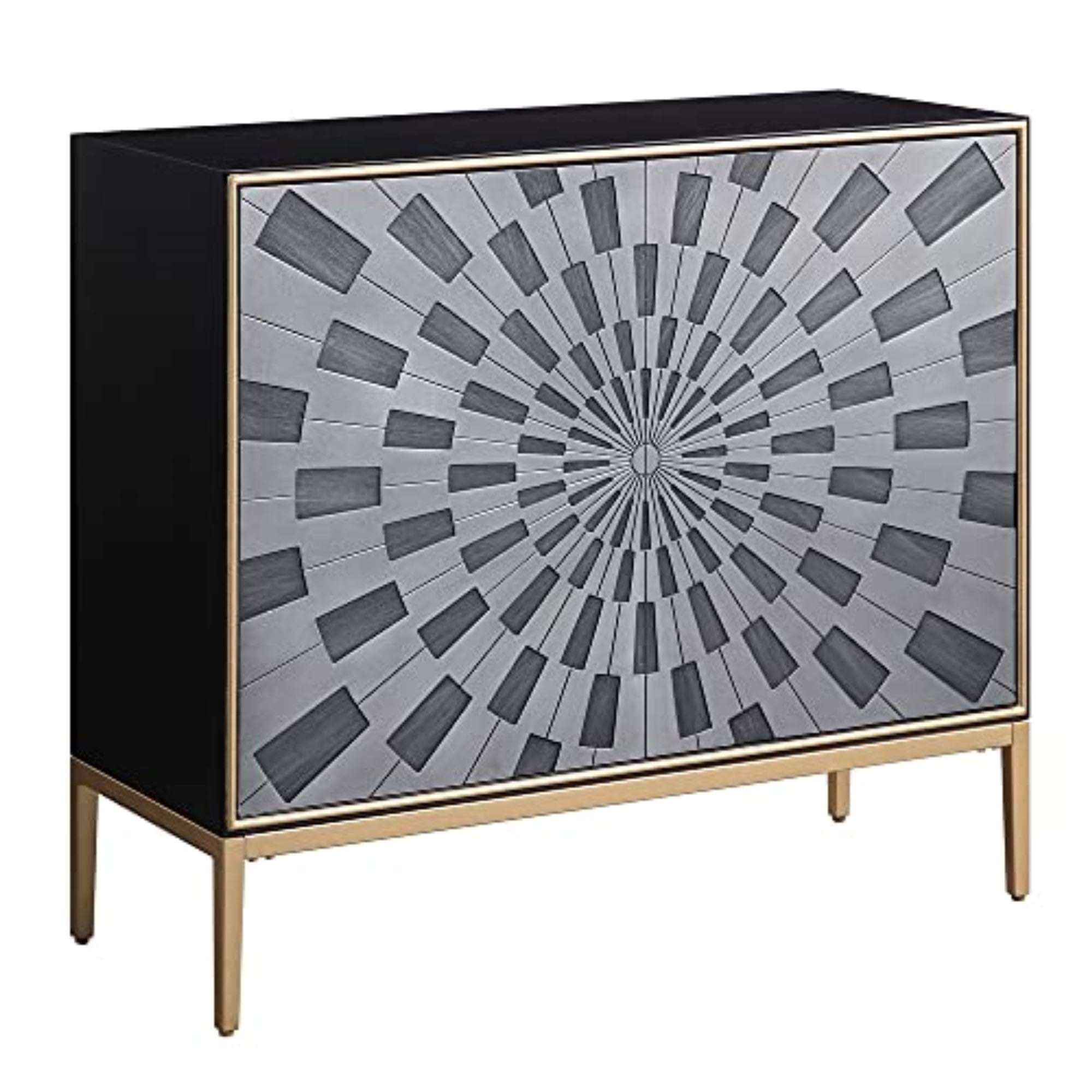 Picture of Acme Furniture AC00200 39 x 16 x 36 in. Quilla Console Table - Black&#44; Gray & Brass