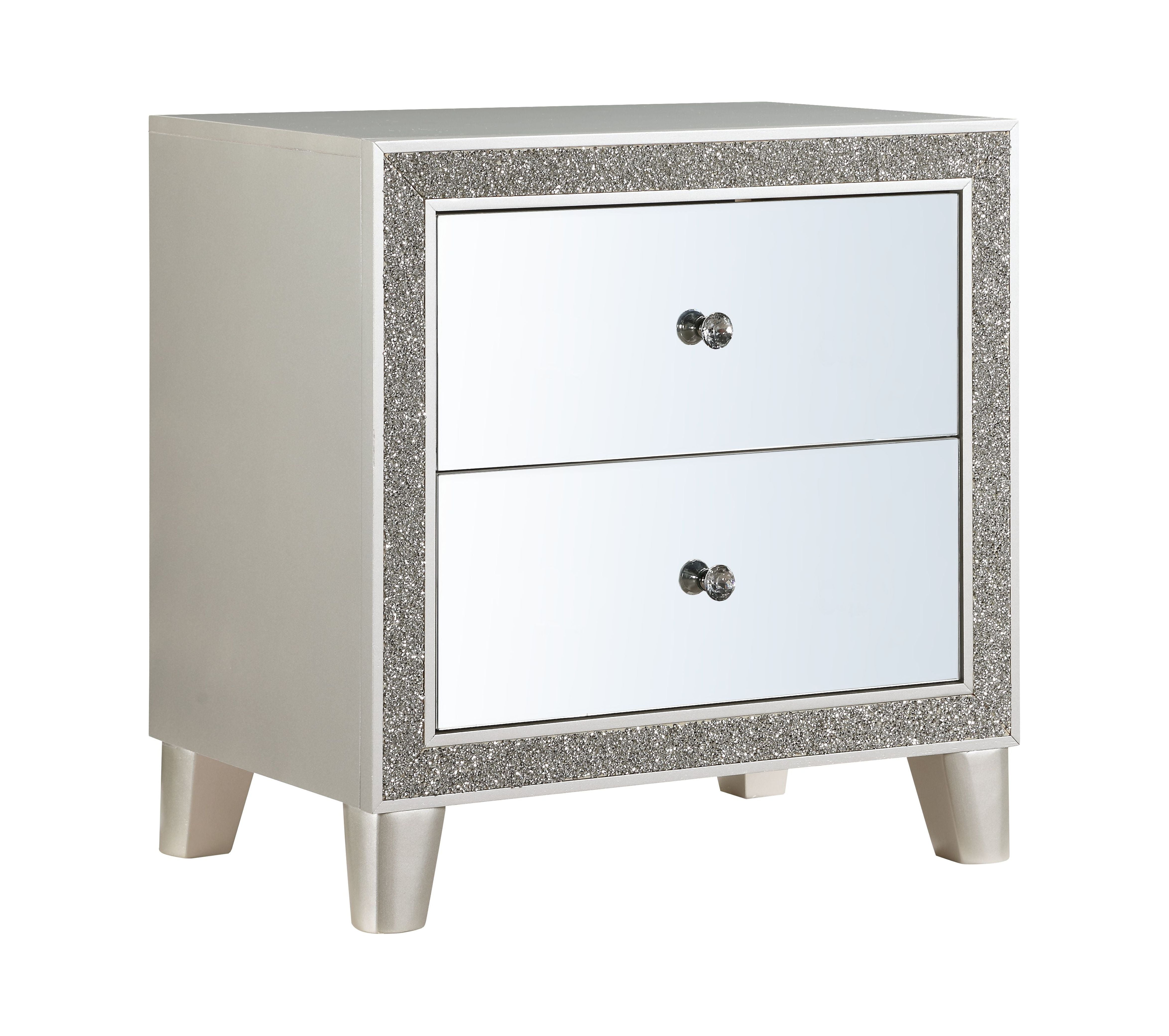 Picture of Acme Furniture BD00243 26 x 17 x 26 in. Sliverfluff Nightstand&#44; Mirrored & Champagne