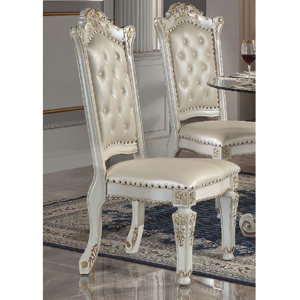 48 x 53 x 23 in. Vendome Side Chair, Antique Pearl - Set of 2 - Acme Furniture DN01554