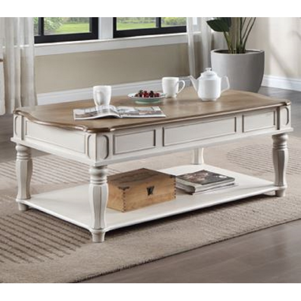 Picture of Acme Furniture LV01662 20 to 30 x 52 x 30 in. Florian Coffee Table with Lift Top&#44; Oak & Antique White