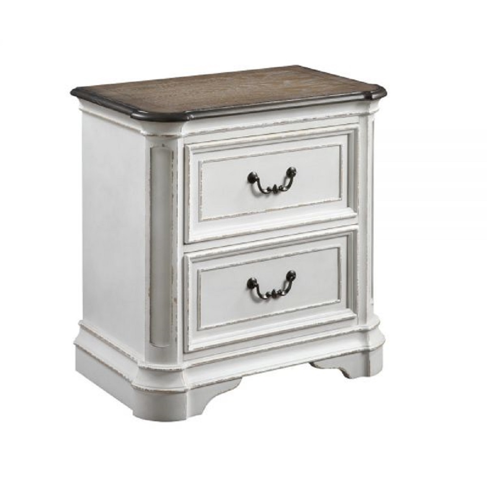 Picture of Acme Furniture BD01649 28 x 28 x 17 in. Florian Nightstand&#44; Gray Fabric & Antique White