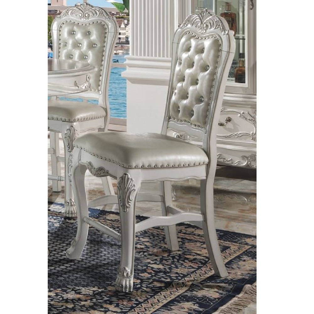 Picture of Acme Furniture DN01704 47 x 46 x 32 in. Dresden Counter Height Chair with Polyurethane & Bone White - Set of 2