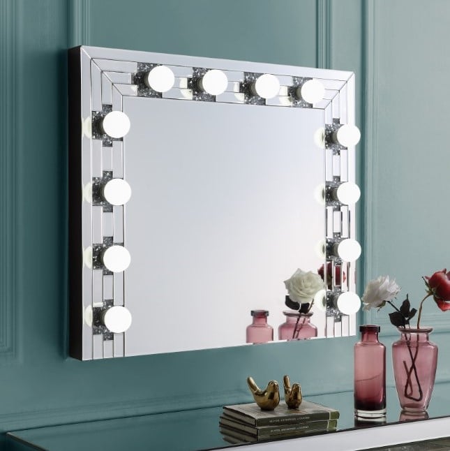 Picture of Acme Furniture AC00761 28 x 32 in. Noralie Accent Mirror with Mirrored & Faux Diamonds